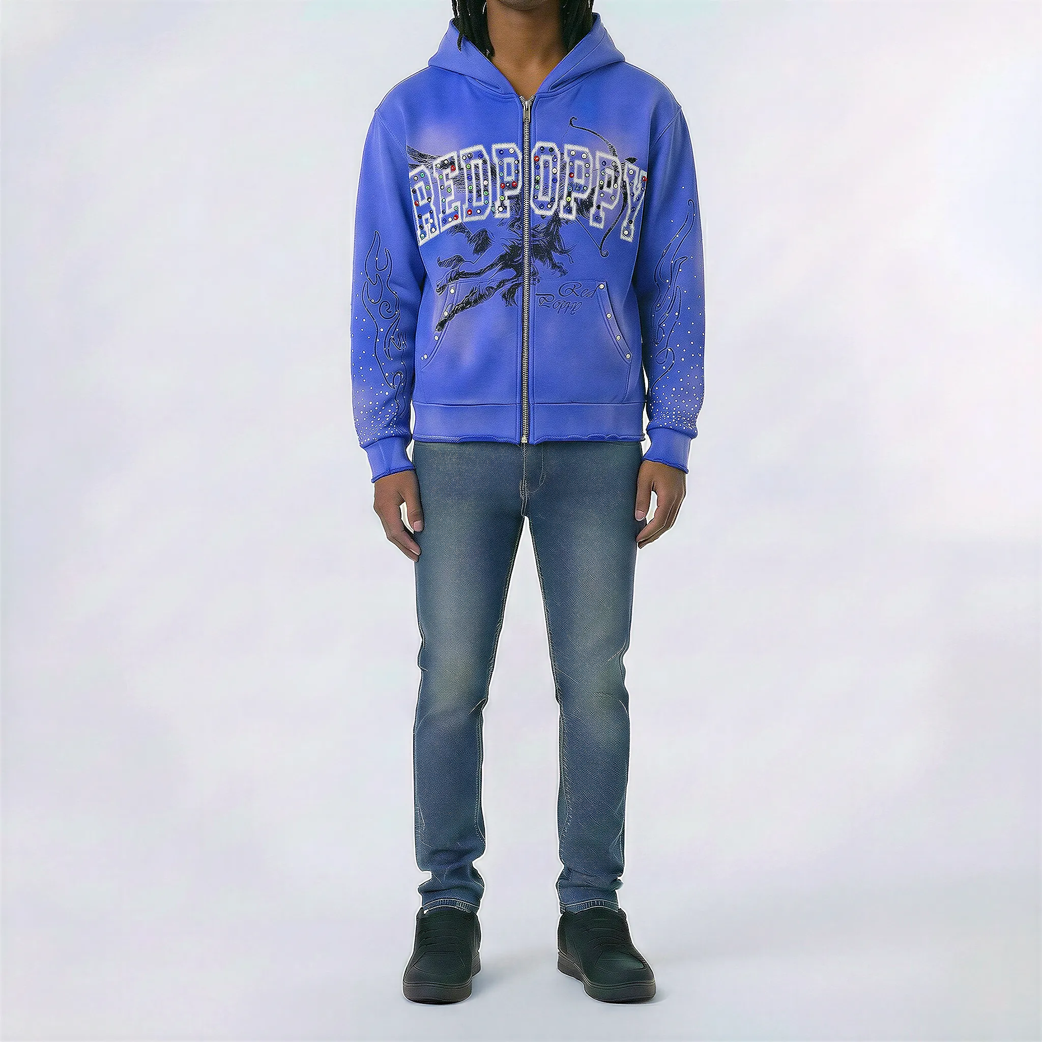 Red Poppy Dragon Hoodie - Graphic - Image 3
