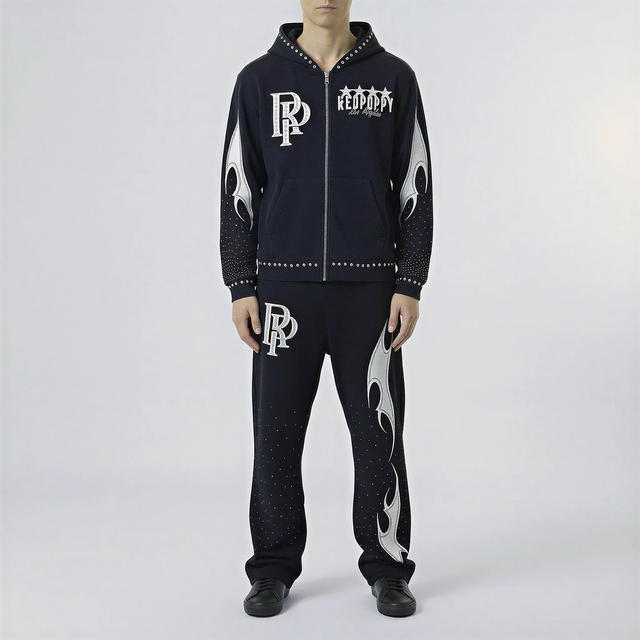 Red Poppy Flame Sweatpants - Graphic - Image 3
