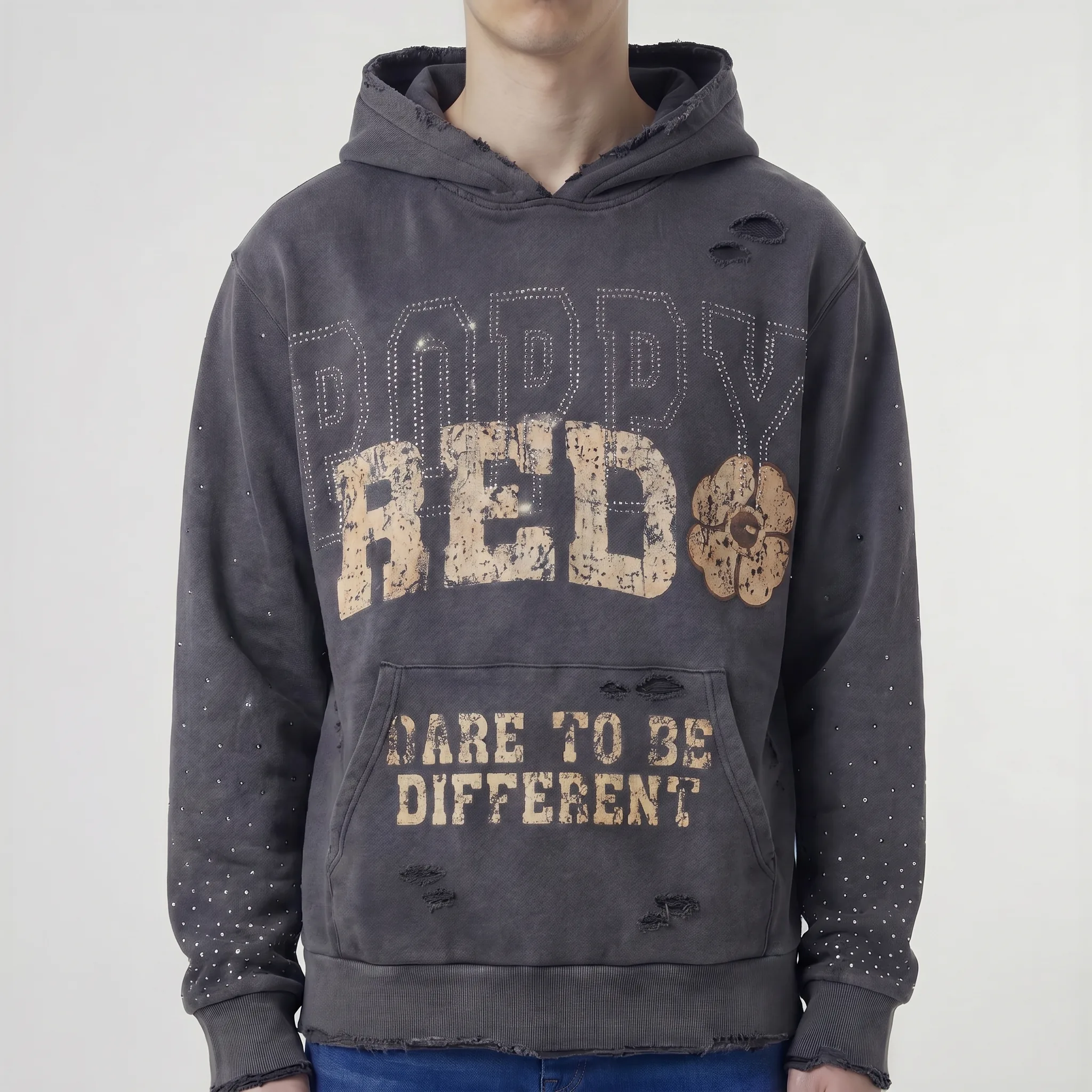 Red Poppy Dare Hoodie - Distressed