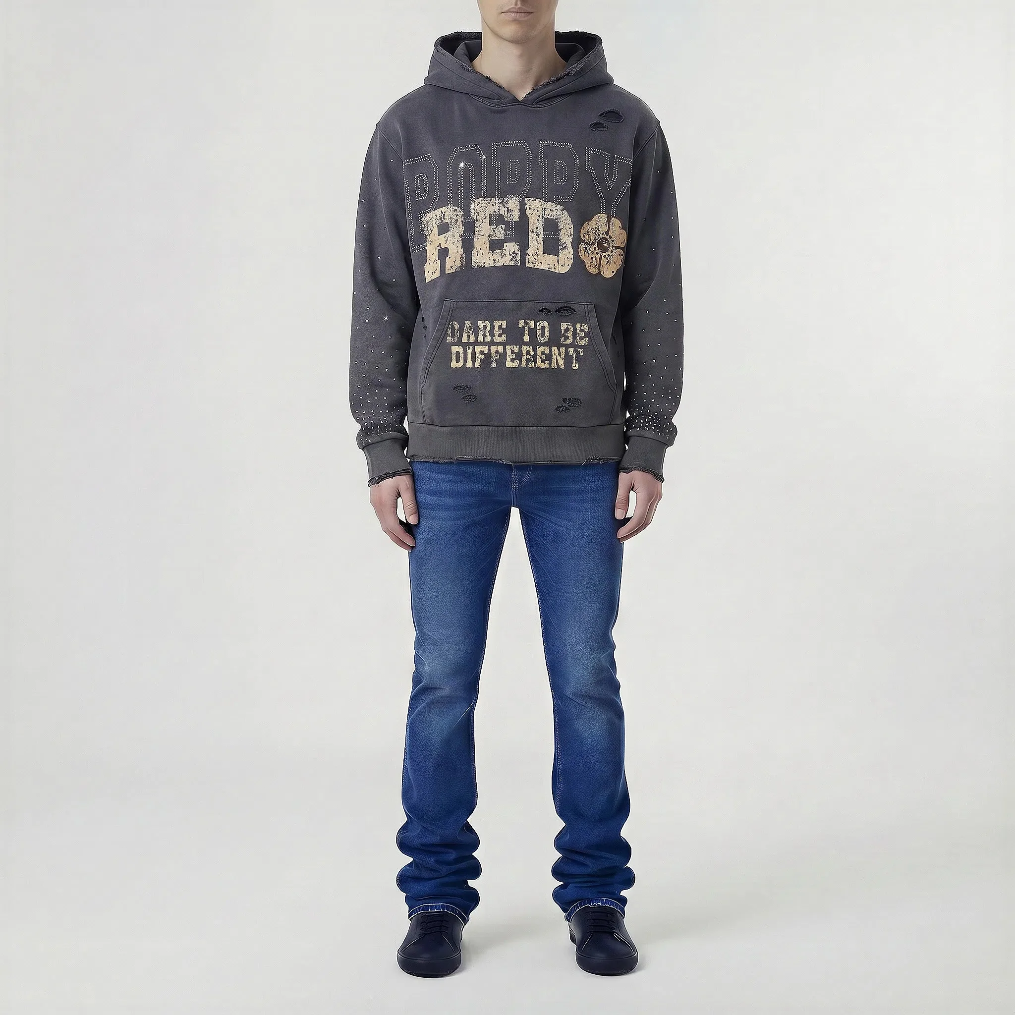 Red Poppy Dare Hoodie - Distressed - Image 3