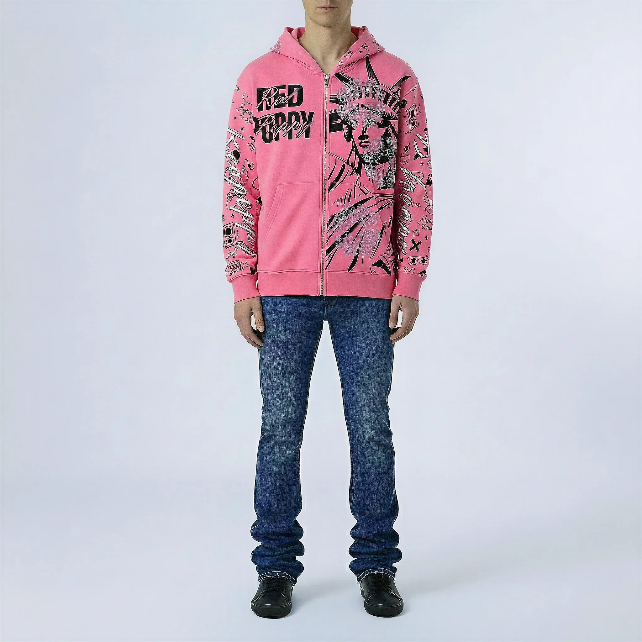 Red Poppy Liberty Hoodie - Graphic - Image 3