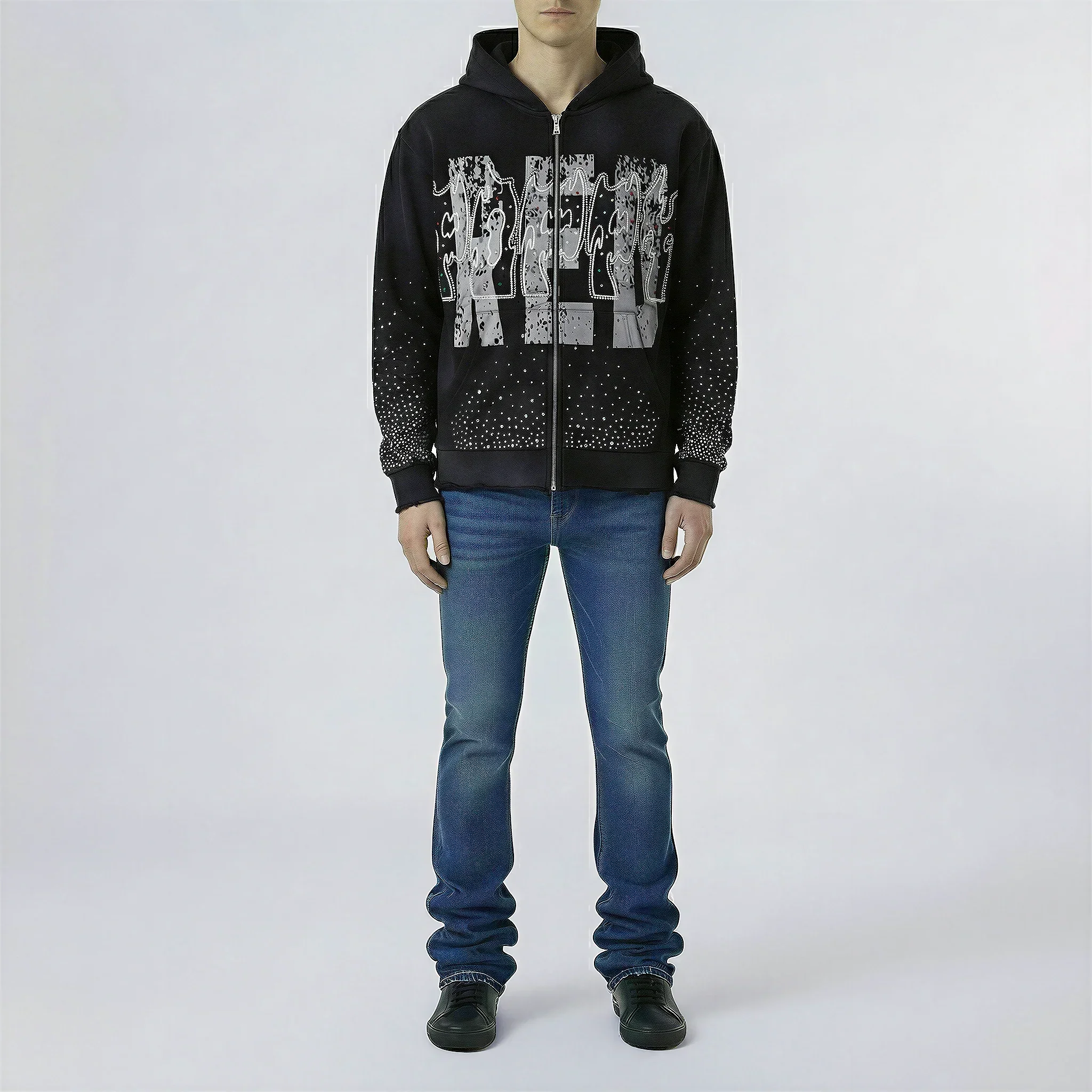 Red Poppy Abstract Hoodie - Graphic - Image 3