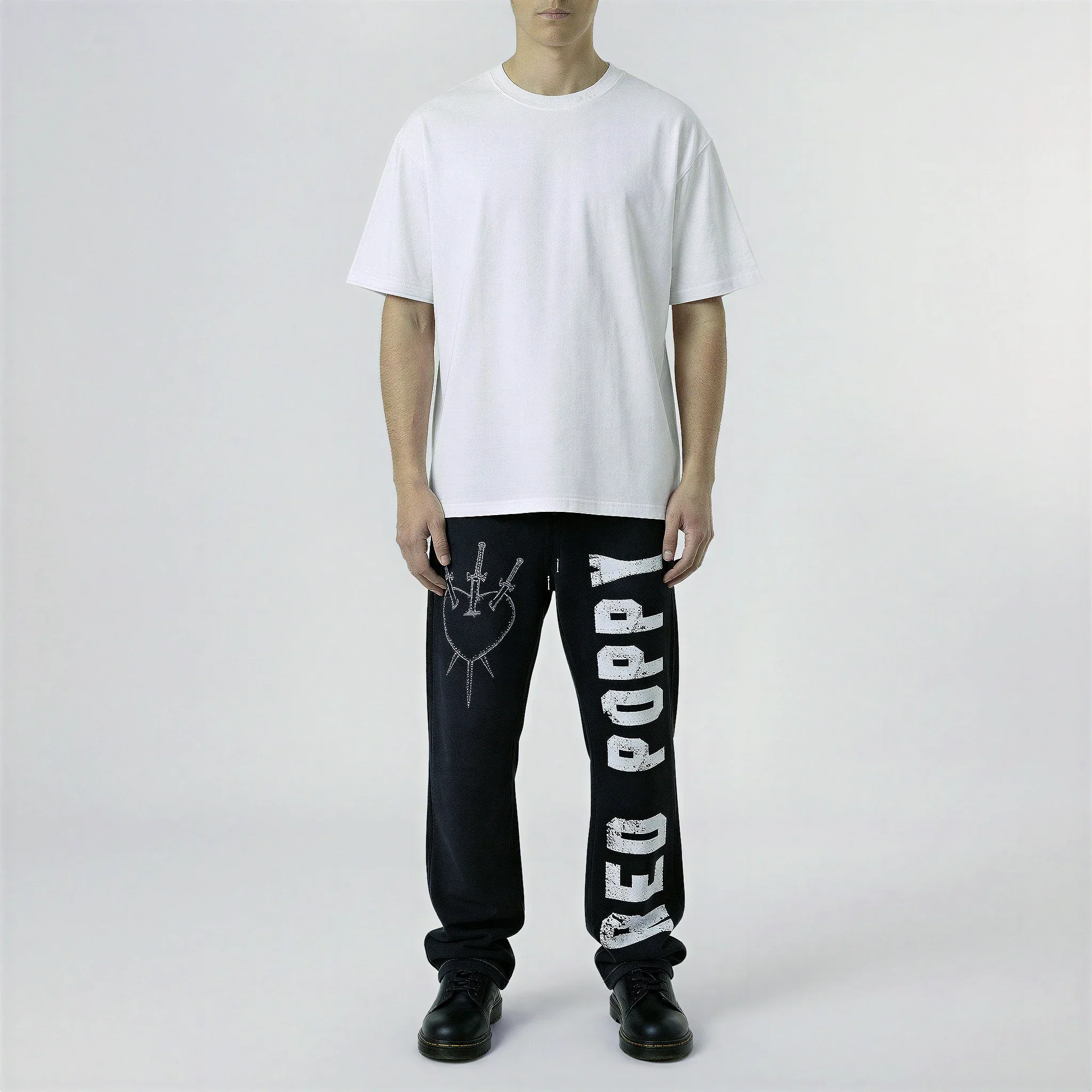 Red Poppy Heart Sweatpants - Graphic - Image 3