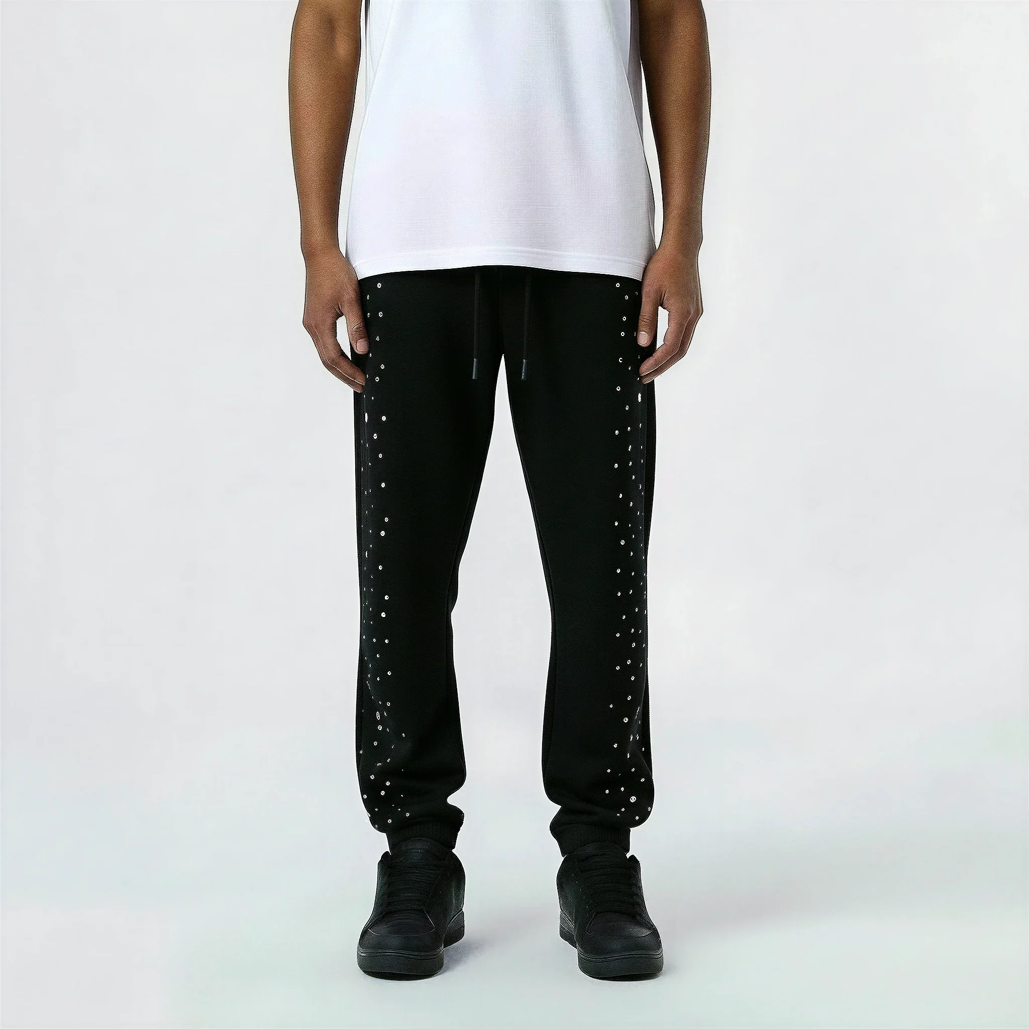 Red Poppy Embellished Sweatpants - Relaxed Fit