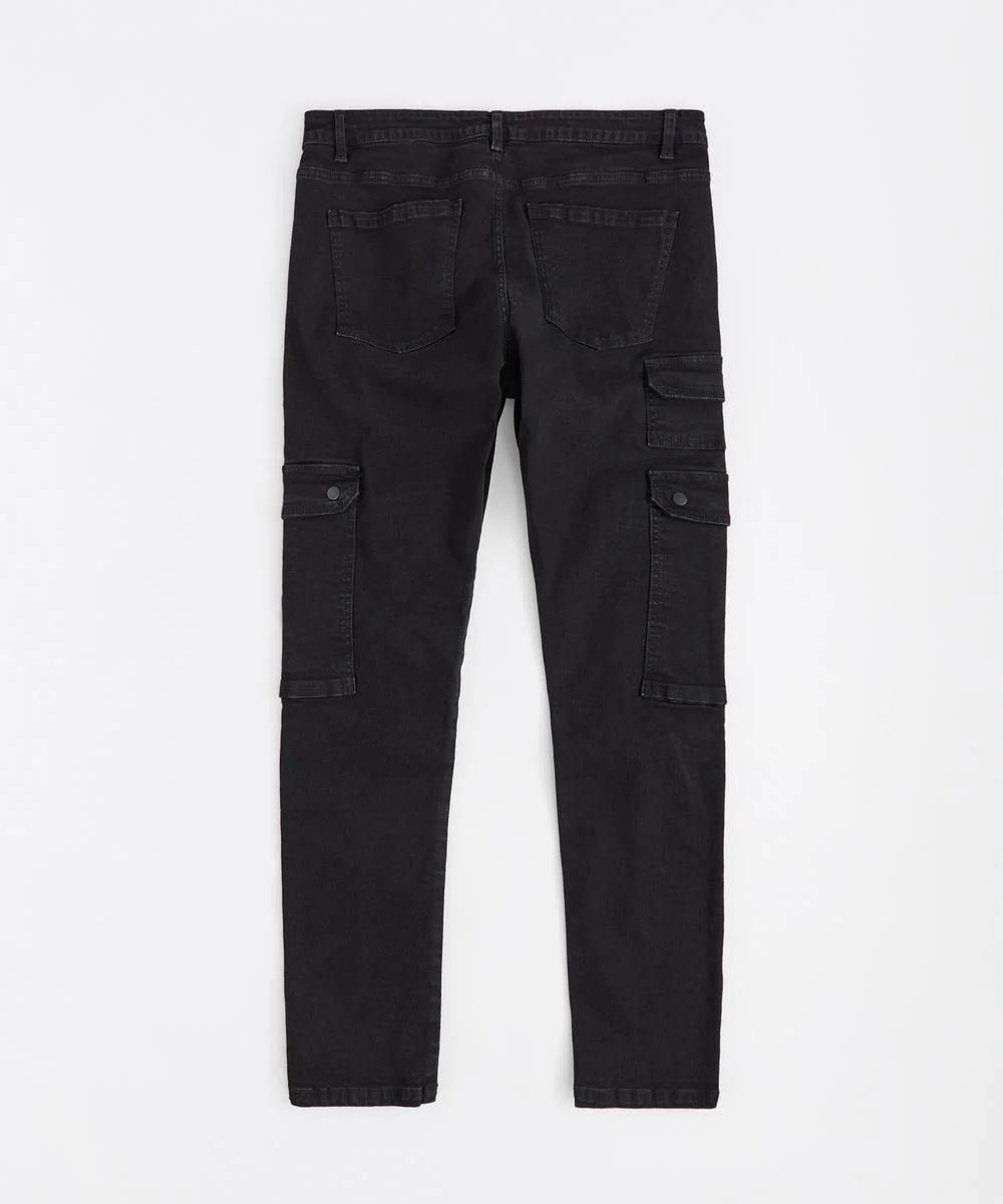 Reason Brand Distressed Cargo Pants - Tapered Fit Black - Image 3