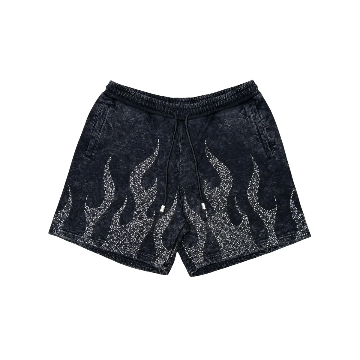 Rare Peace Rhinestone Flame Shorts - Acid Wash - Image 2