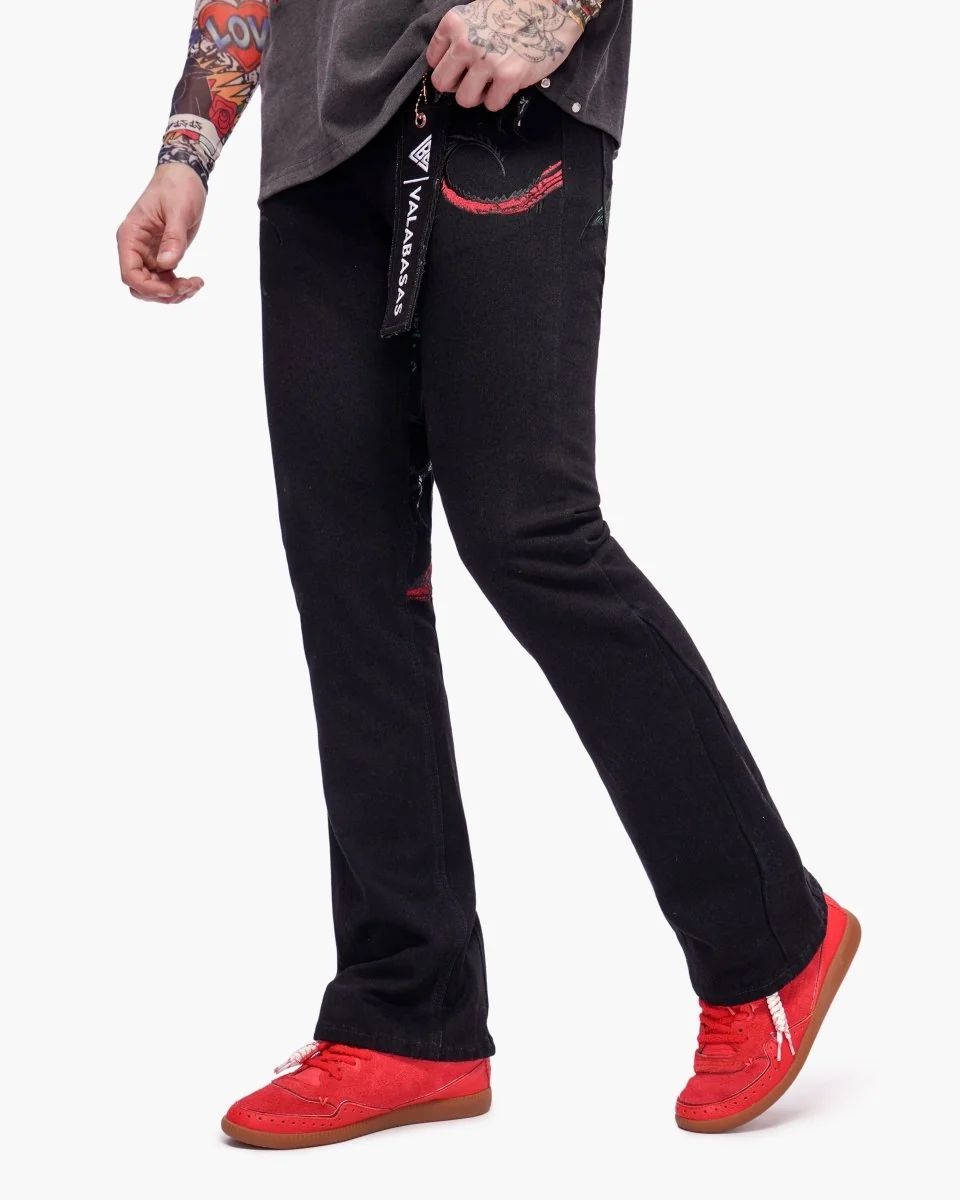 Valabasas Dragon Jeans - Stacked Black - Image 3