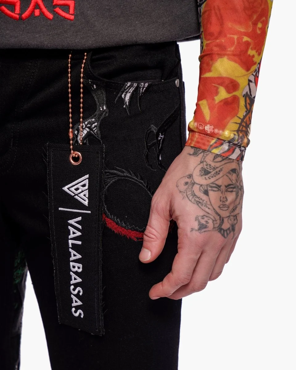 Valabasas Dragon Jeans - Stacked Black - Image 5