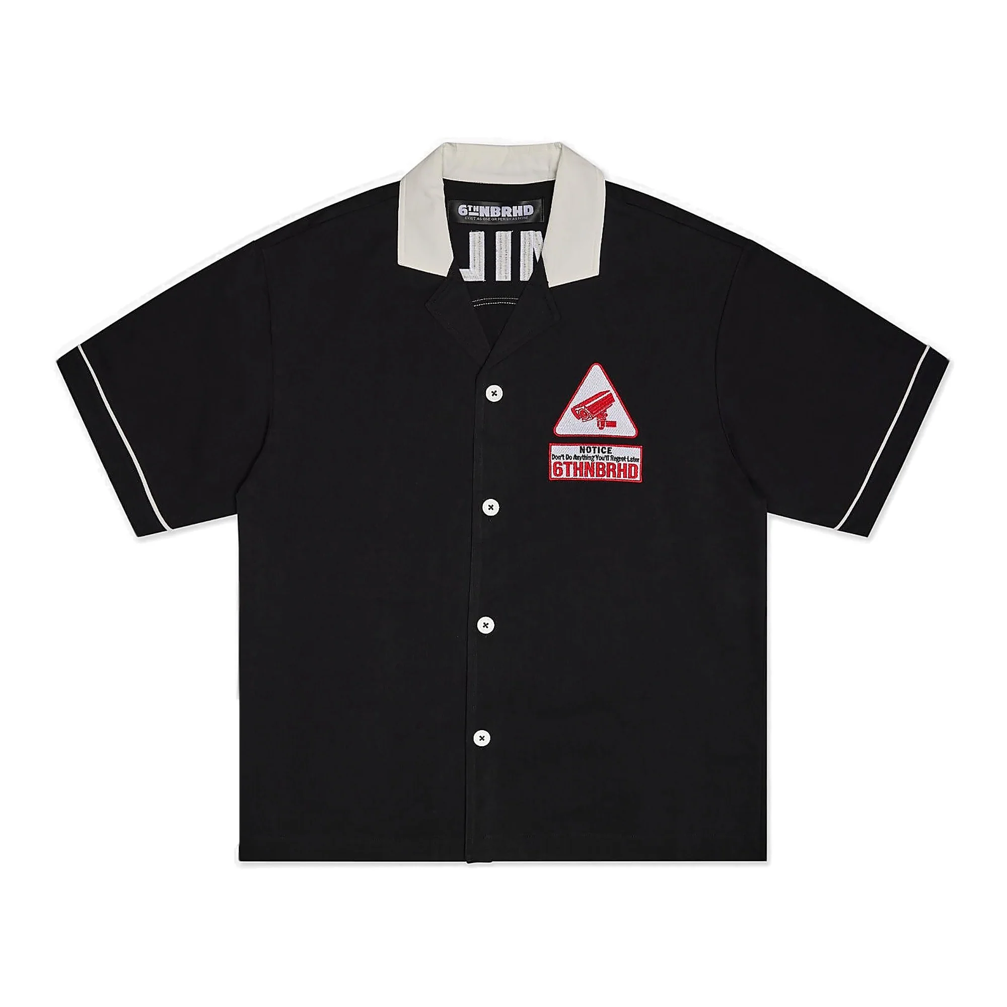 6th Nbrhd Say Cheese Button Down Shirt - Oversized Black