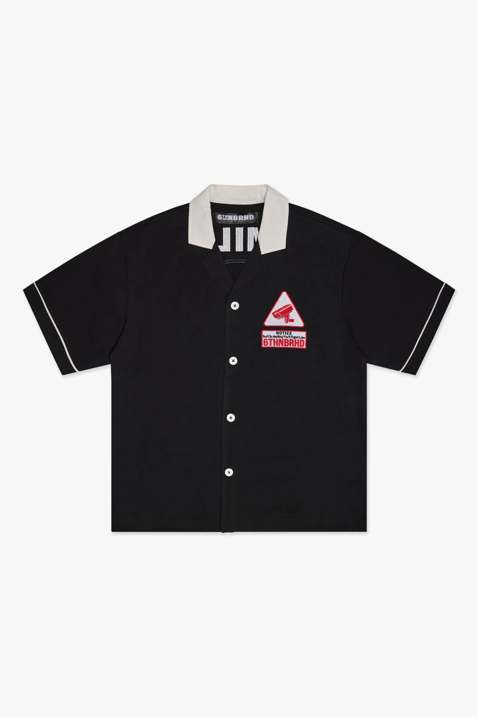 6th Nbrhd Say Cheese Button Down Shirt - Oversized Black - Image 2