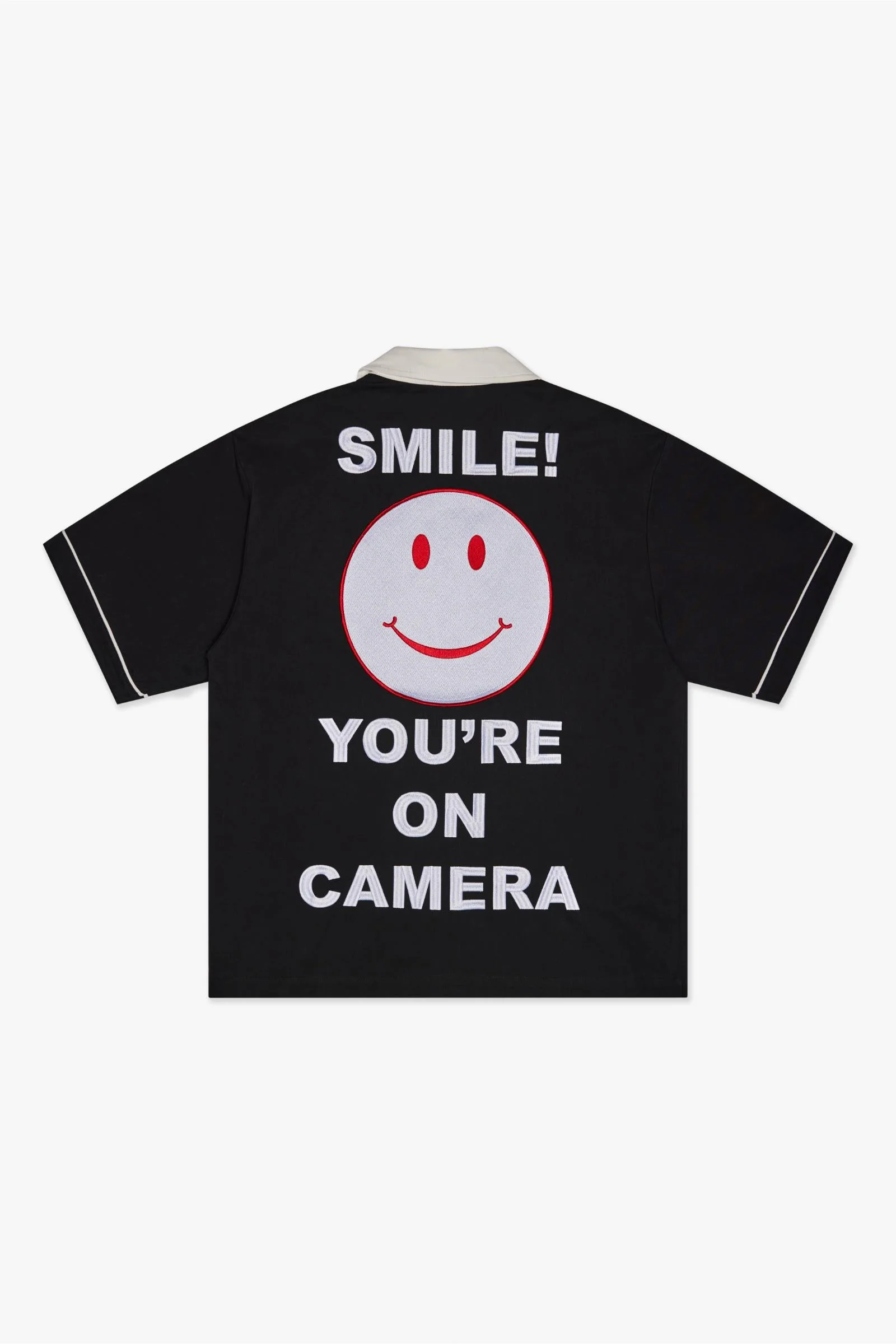 6th Nbrhd Say Cheese Button Down Shirt - Oversized Black - Image 3