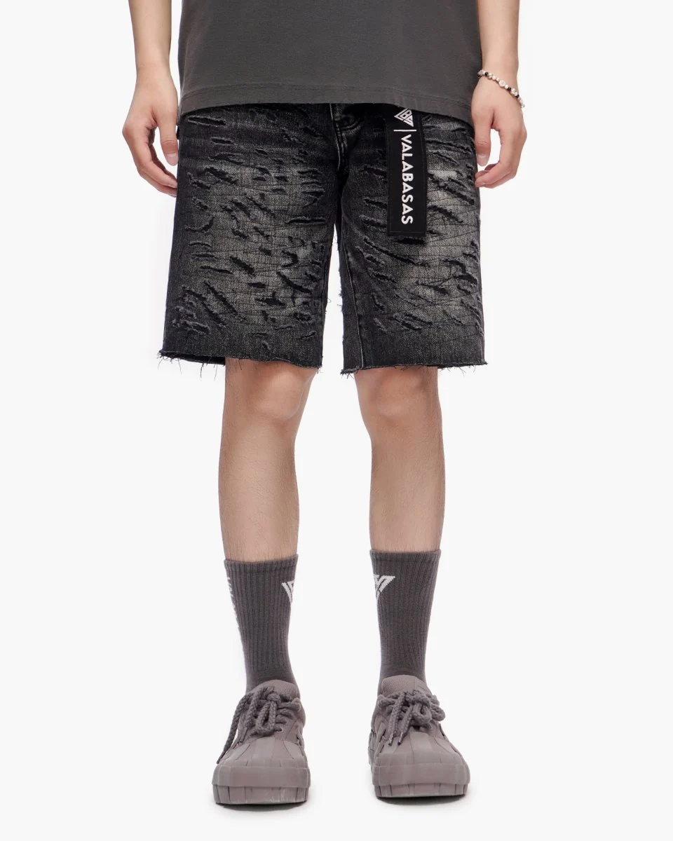 Valabasas Scrape Shorts - Distressed Grey Wash - Image 2