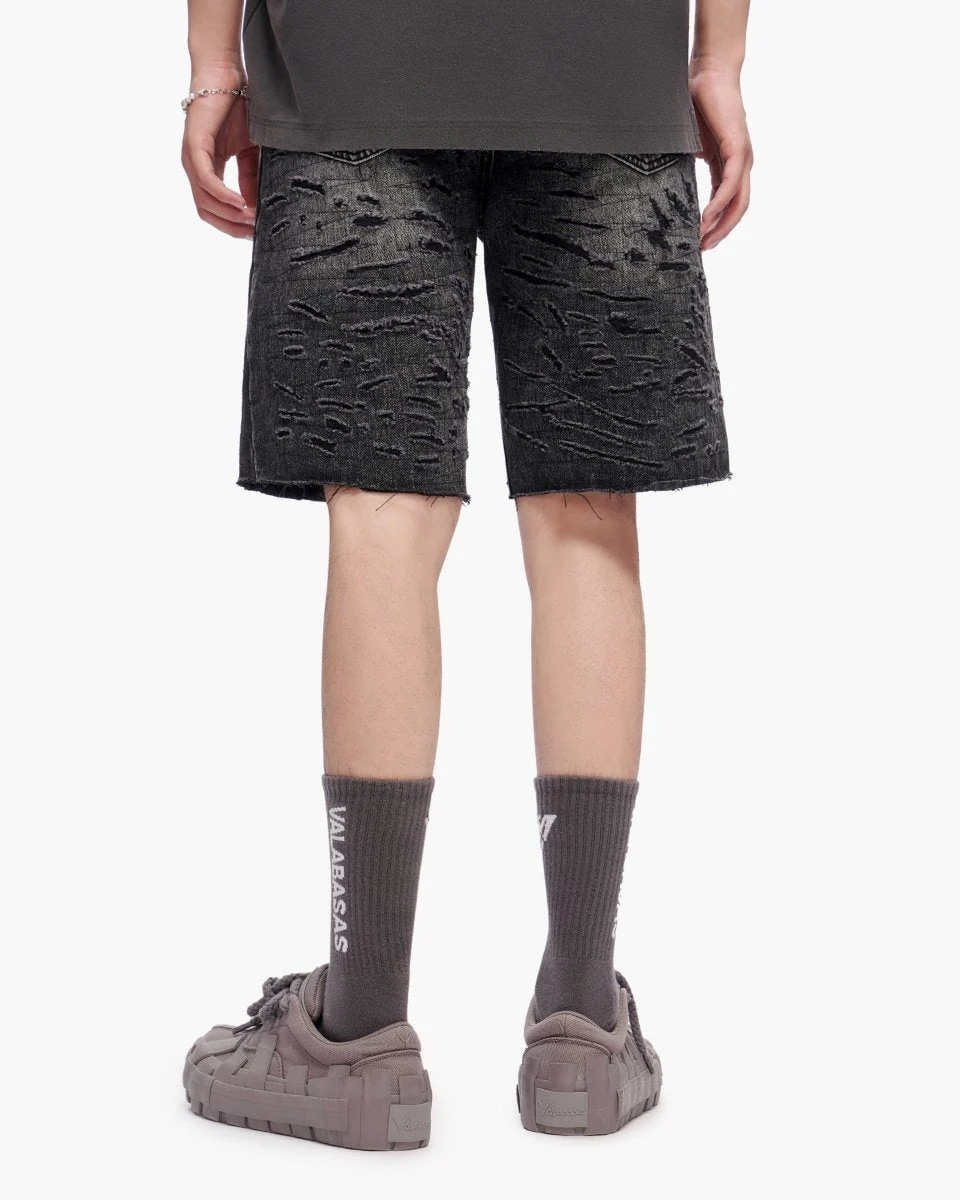 Valabasas Scrape Shorts - Distressed Grey Wash - Image 7