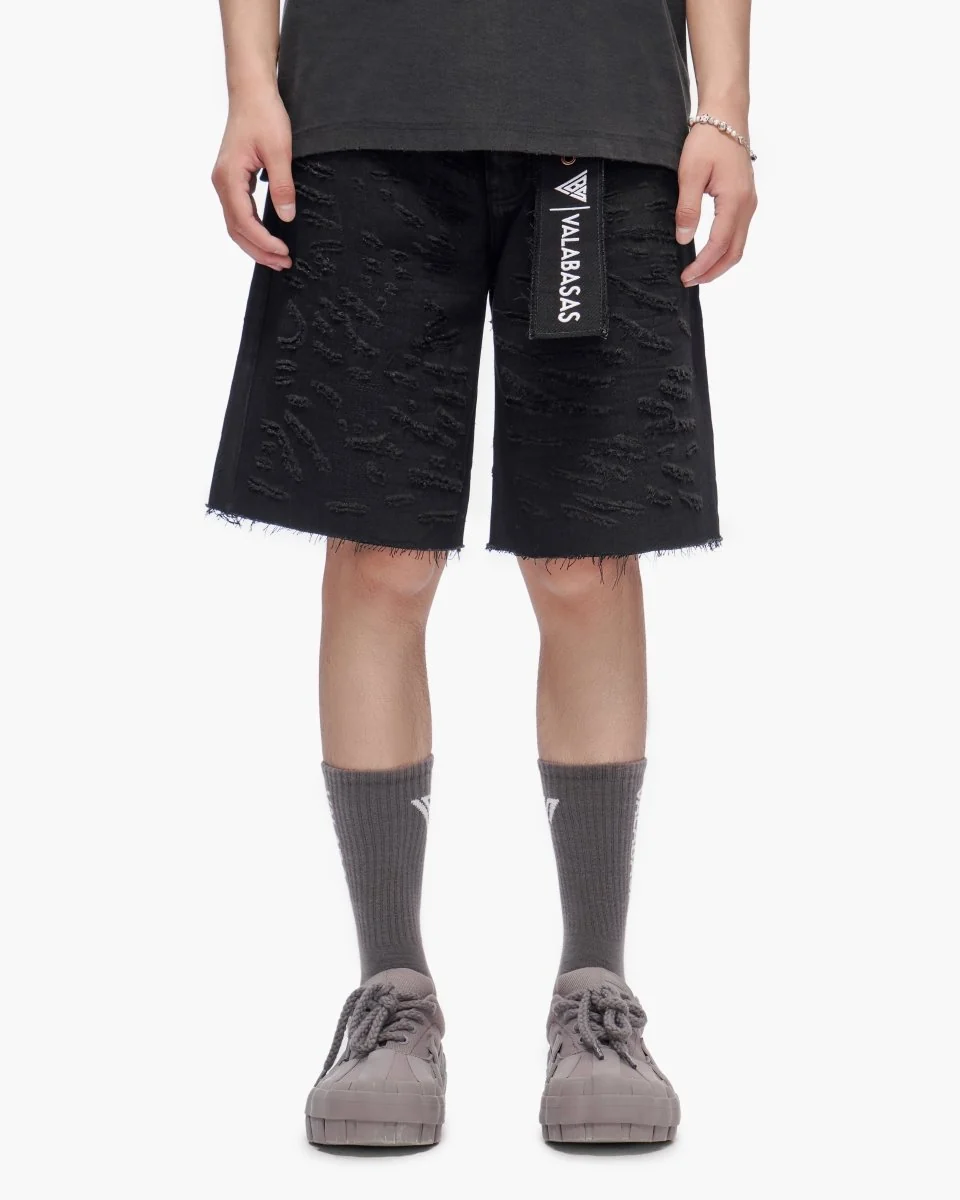 Valabasas Scrape Shorts - Distressed Denim - Image 2