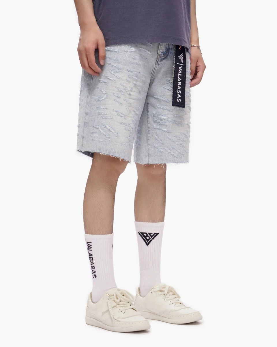 Valabasas Raw Hem Shorts - Washed Denim - Image 4