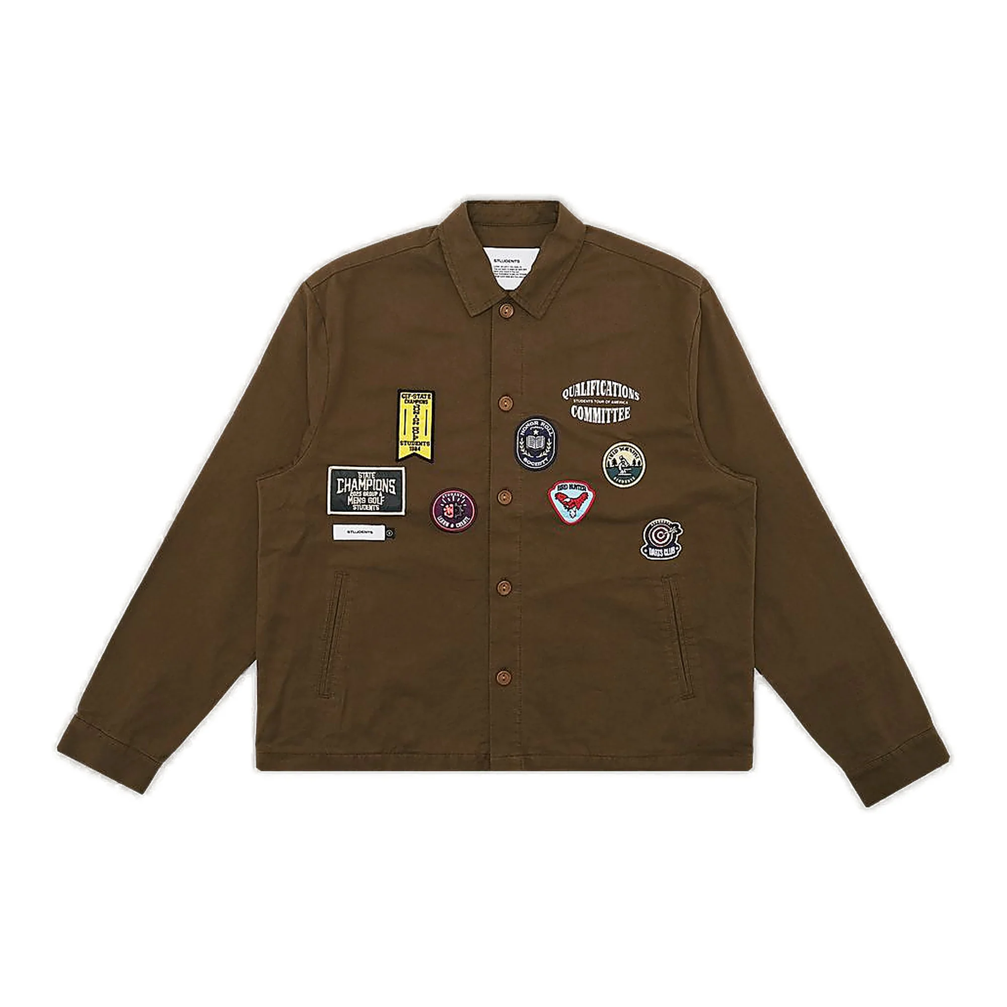 Students Patchwork Jacket - Embroidered Brown