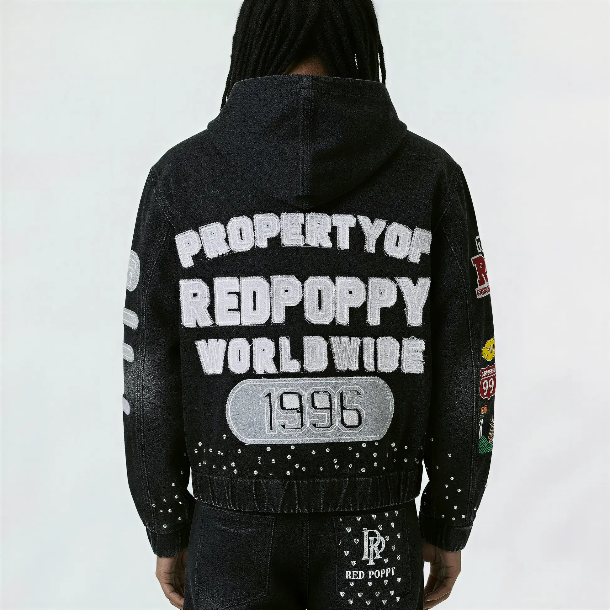 Red Poppy Patchwork Jacket - Embroidered - Image 2