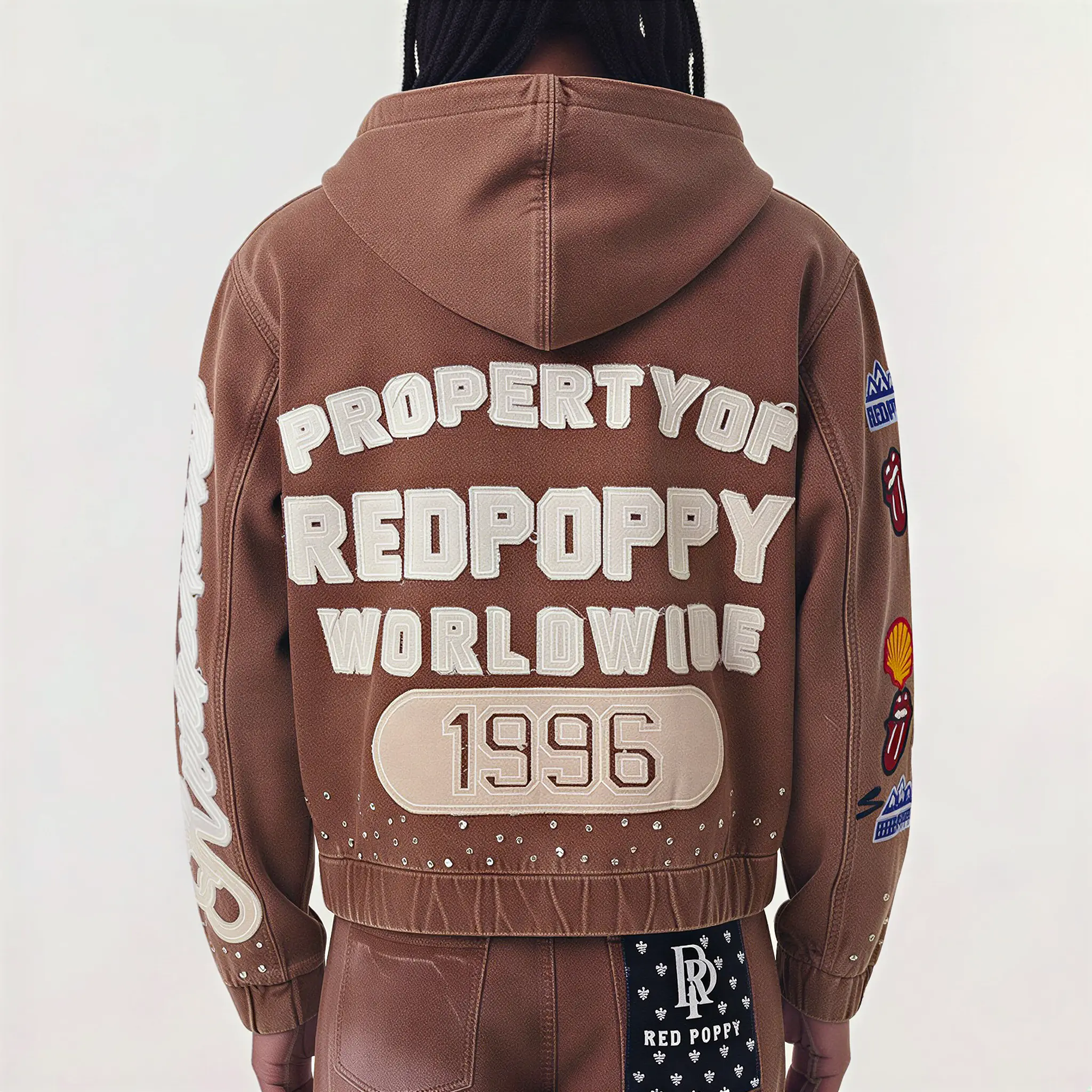 Red Poppy Varsity Jacket - Graphic Patches
