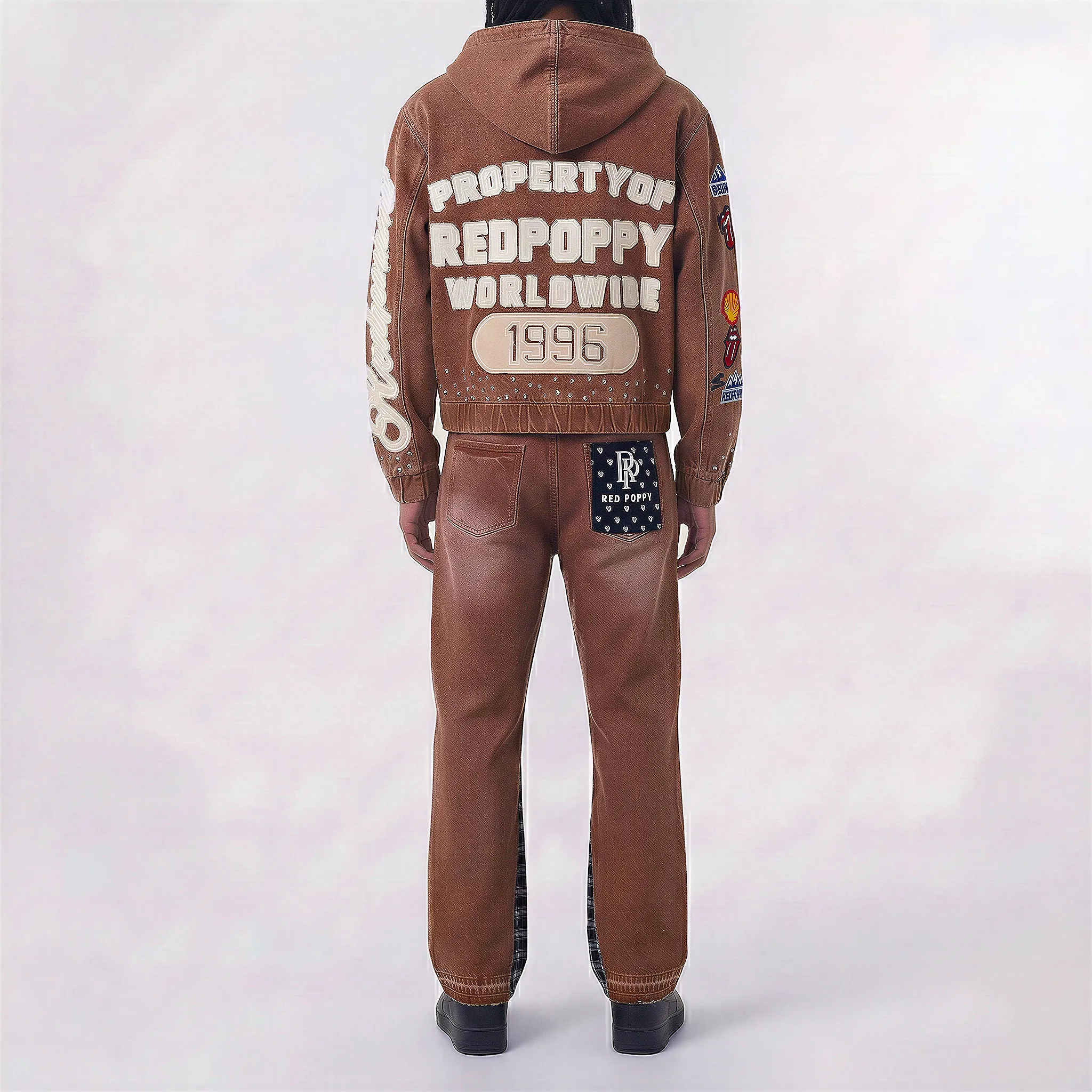 Red Poppy Varsity Jacket - Graphic Patches - Image 3