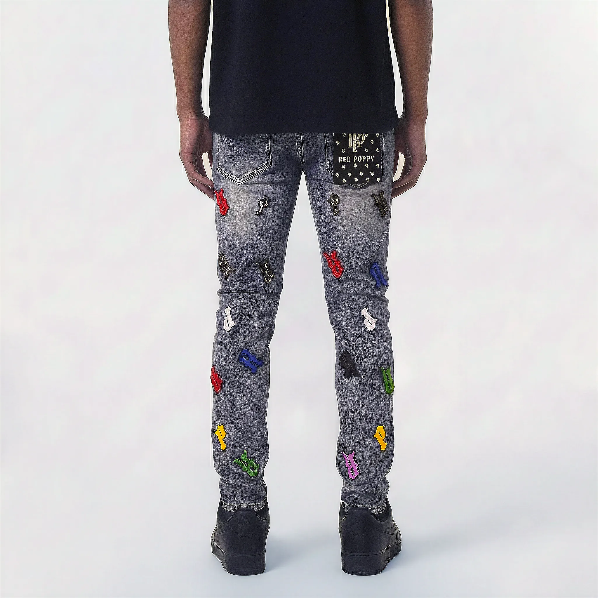 Red Poppy Embroidered Jeans - Skinny Fit - Image 2