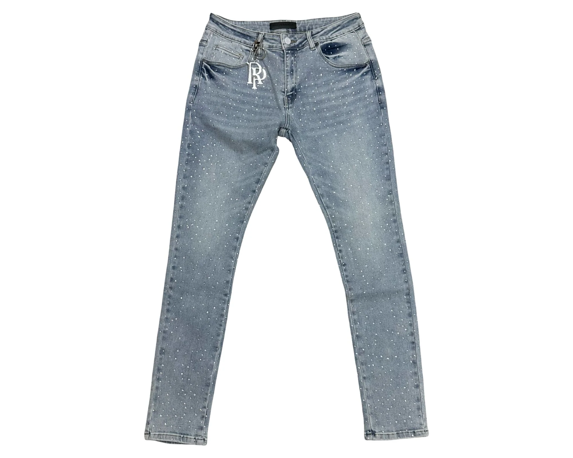 Red Poppy Dot Jeans - Embroidered