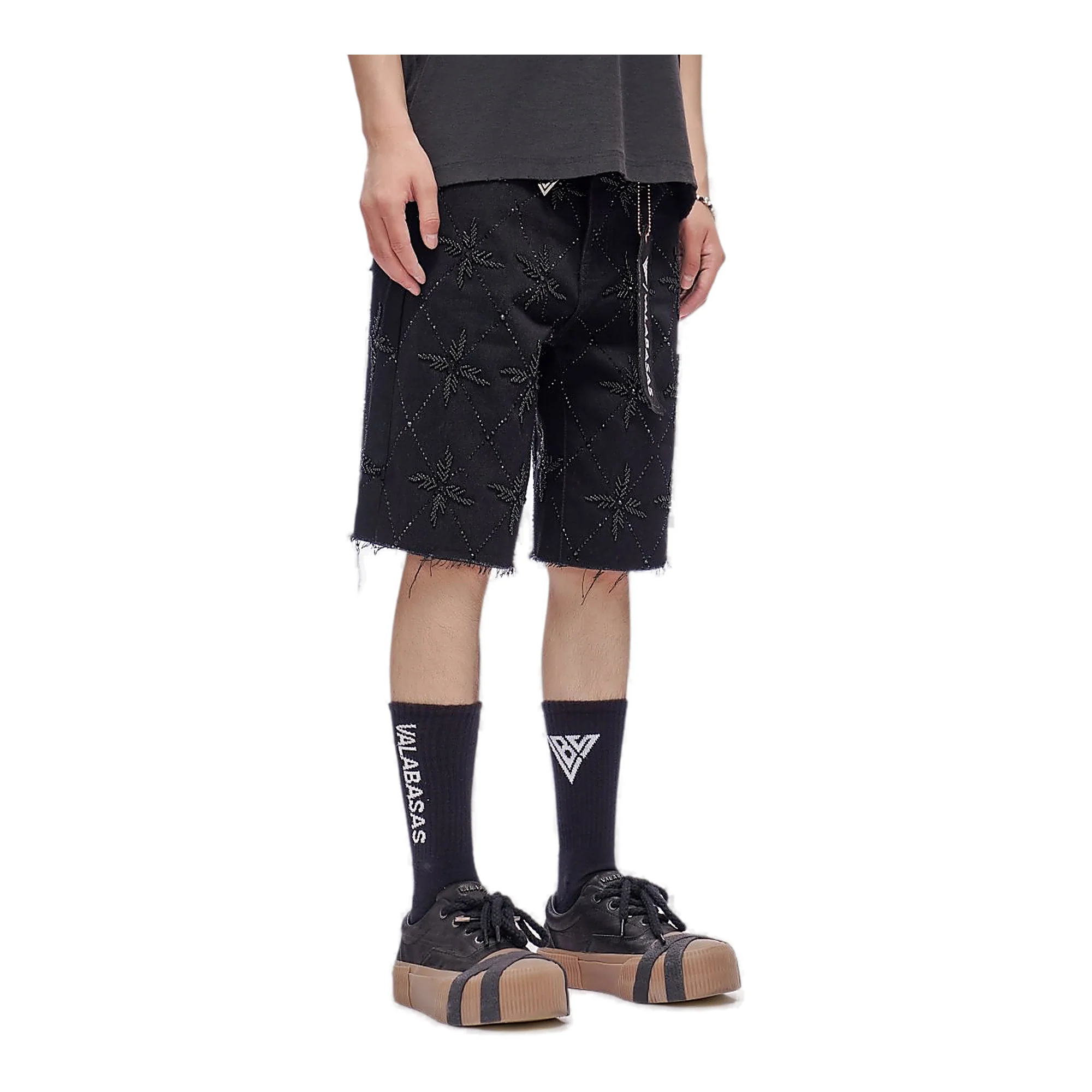 Valabasas Star Shorts - Raw Hem Jet Black