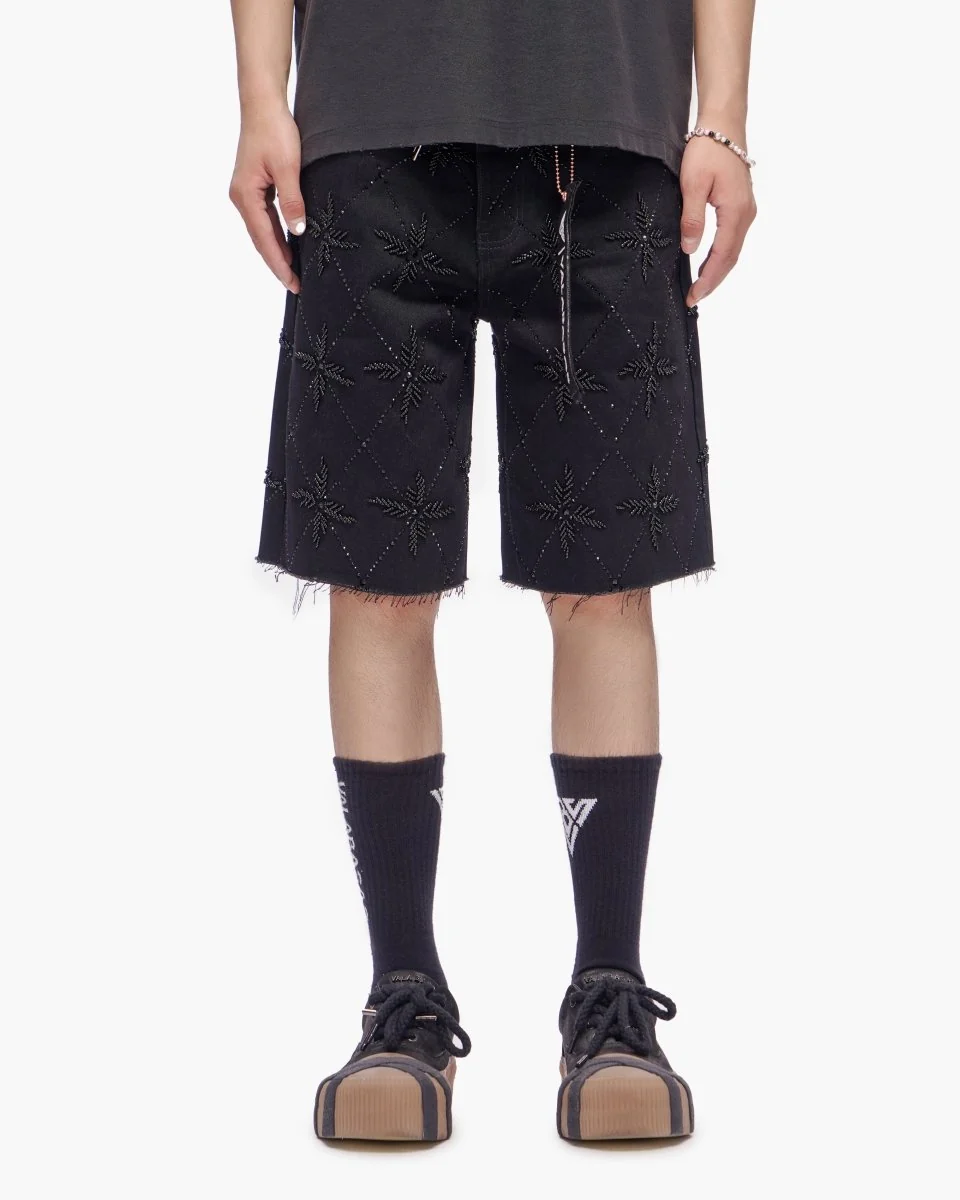 Valabasas Star Shorts - Raw Hem Jet Black - Image 5