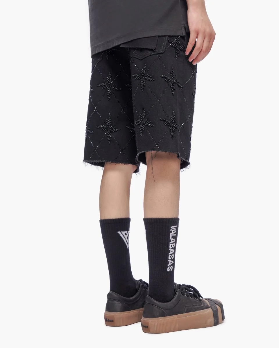Valabasas Star Shorts - Raw Hem Jet Black - Image 7