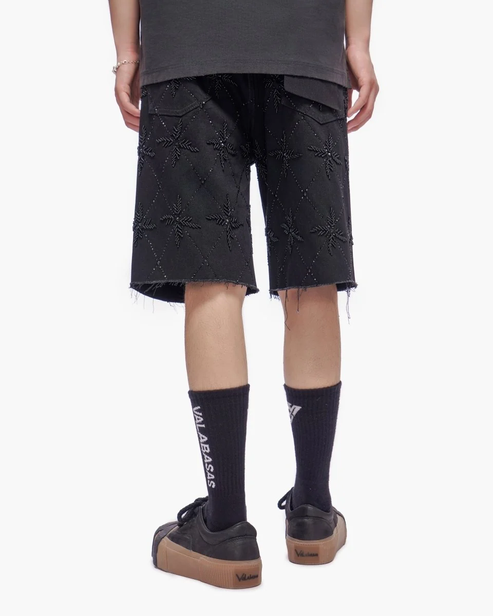 Valabasas Star Shorts - Raw Hem Jet Black - Image 8