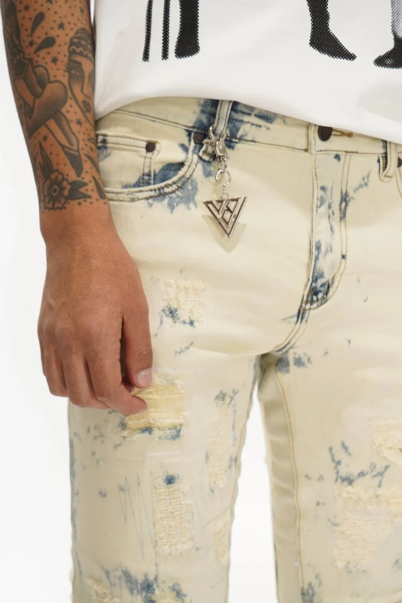 Valabasas Patchwork Jeans - Stacked Light Bleach Blue - Image 3