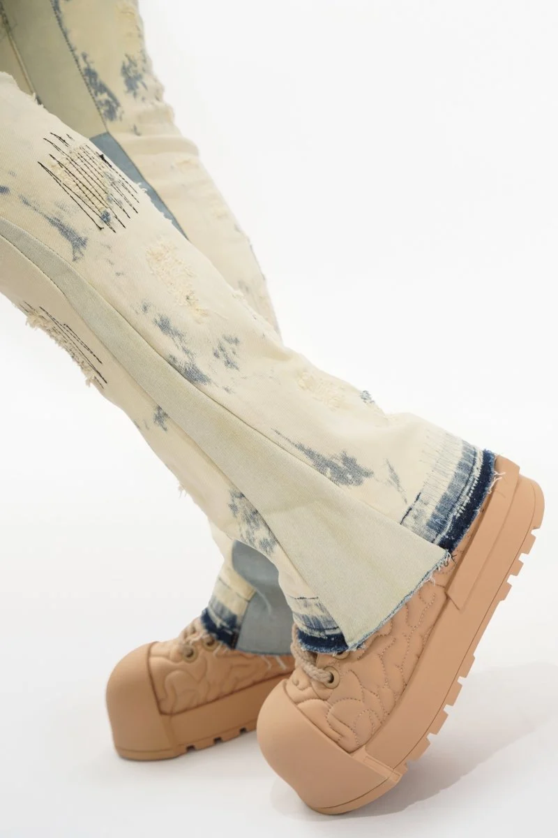 Valabasas Patchwork Jeans - Stacked Light Bleach Blue - Image 4