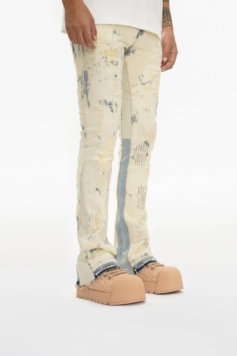Valabasas Patchwork Jeans - Stacked Light Bleach Blue - Image 5