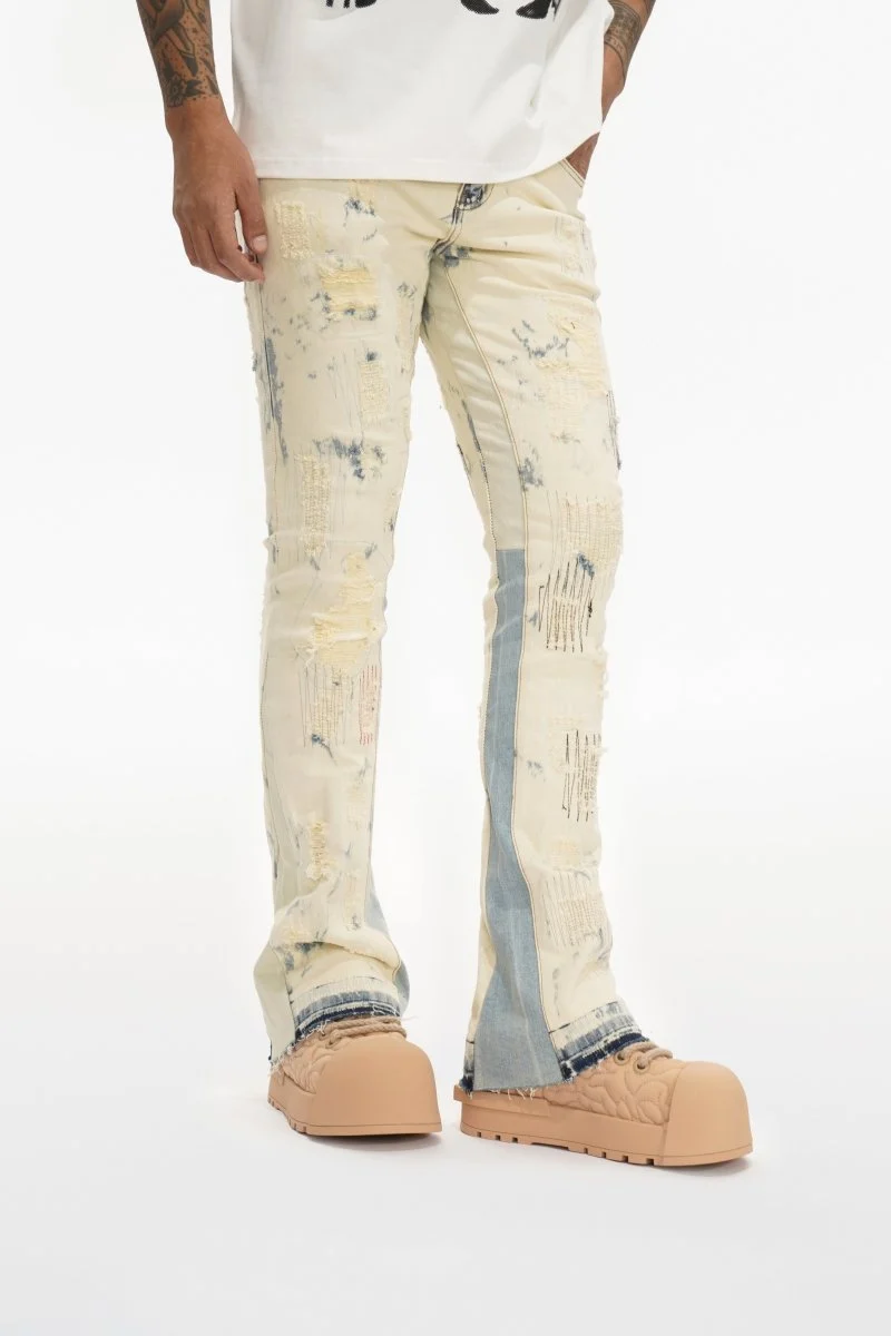Valabasas Patchwork Jeans - Stacked Light Bleach Blue - Image 6
