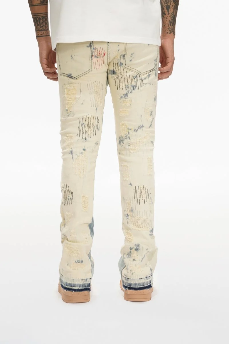 Valabasas Patchwork Jeans - Stacked Light Bleach Blue - Image 9