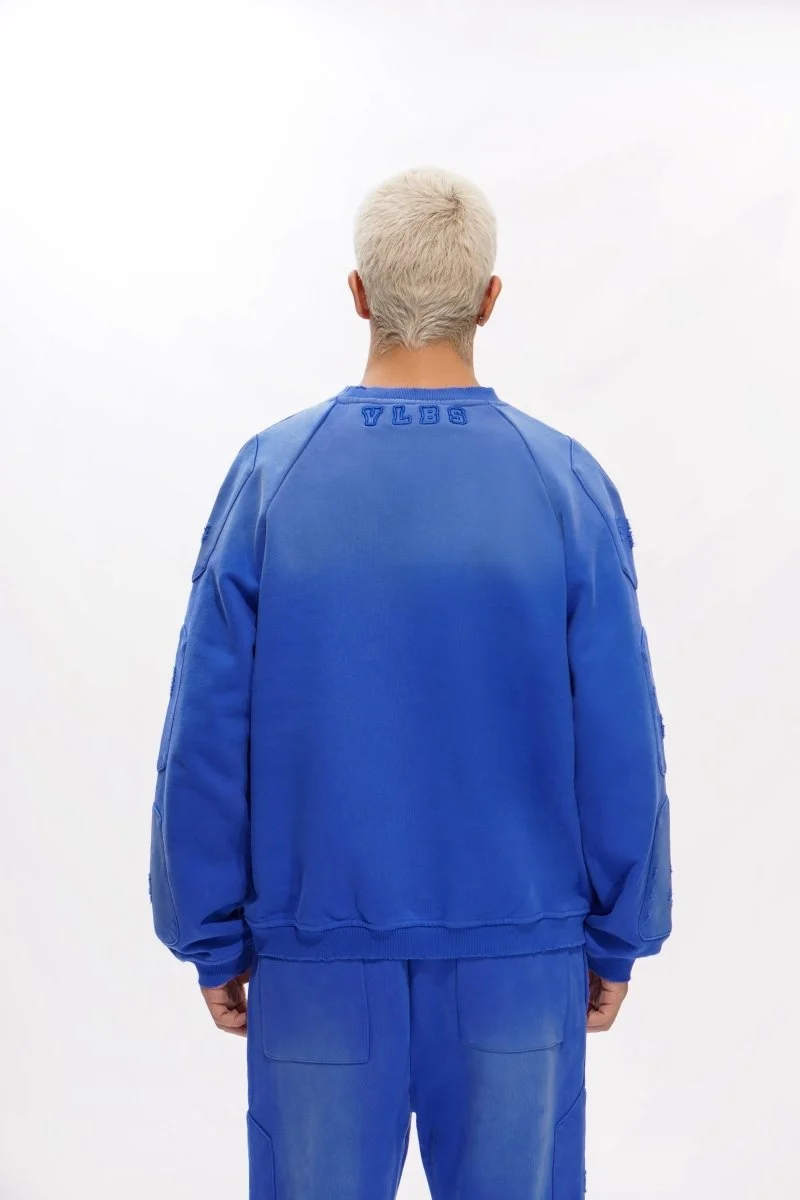 Valabasas Shield Crewneck Men's Sweatshirt - Solid Color Blue - Image 8