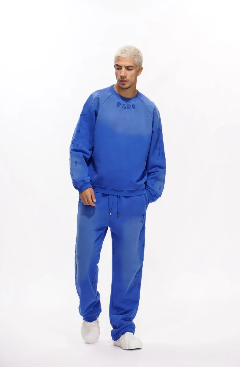 Valabasas Shield Crewneck Men's Sweatshirt - Solid Color Blue - Image 9