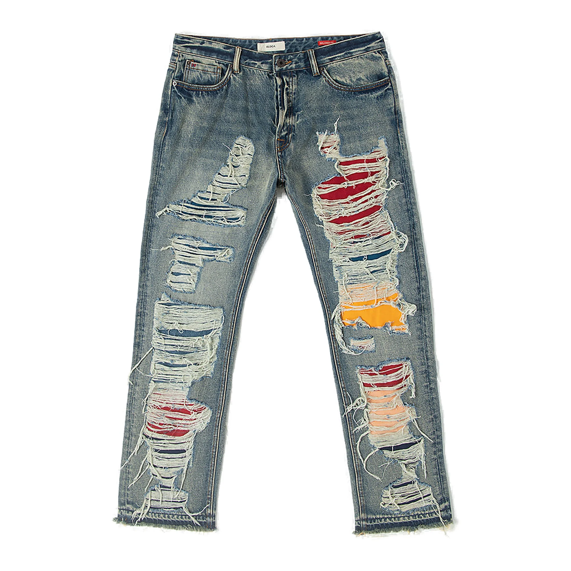 Bldg4 Shredder Distressed Patched Jeans - Image 2