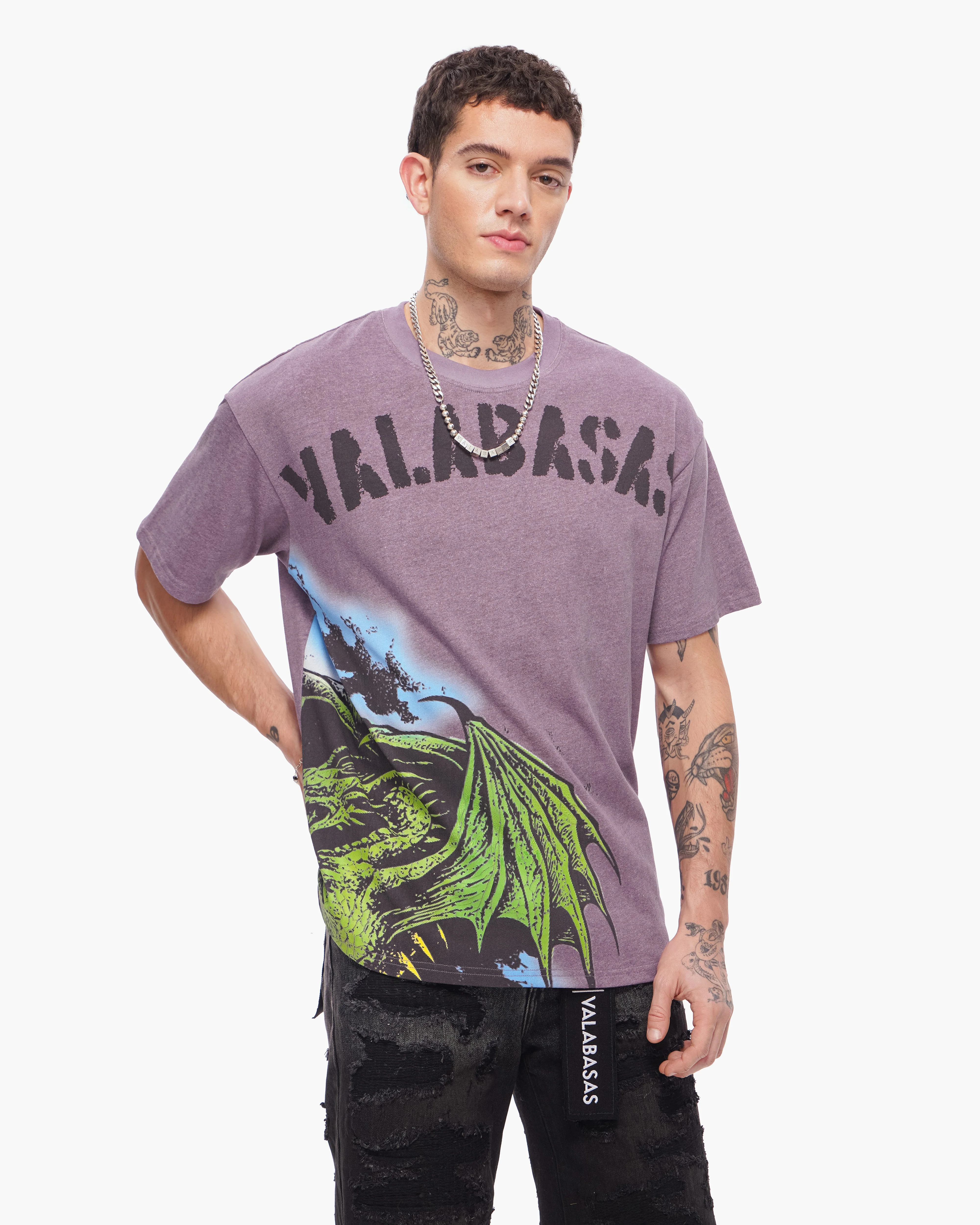 Valabasas Winged Dragon Tee - Relaxed Fit Purple - Image 4
