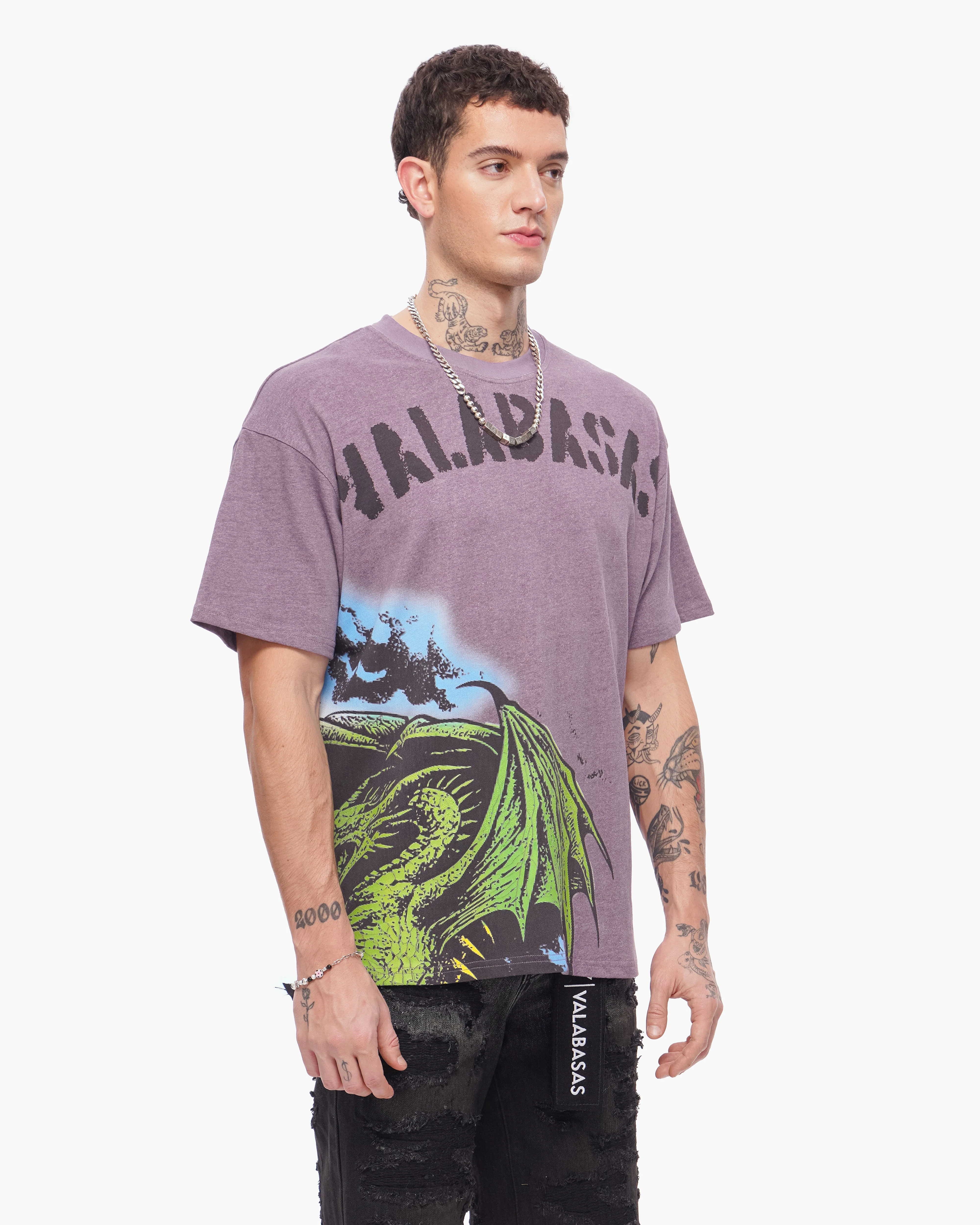 Valabasas Winged Dragon Tee - Relaxed Fit Purple - Image 7