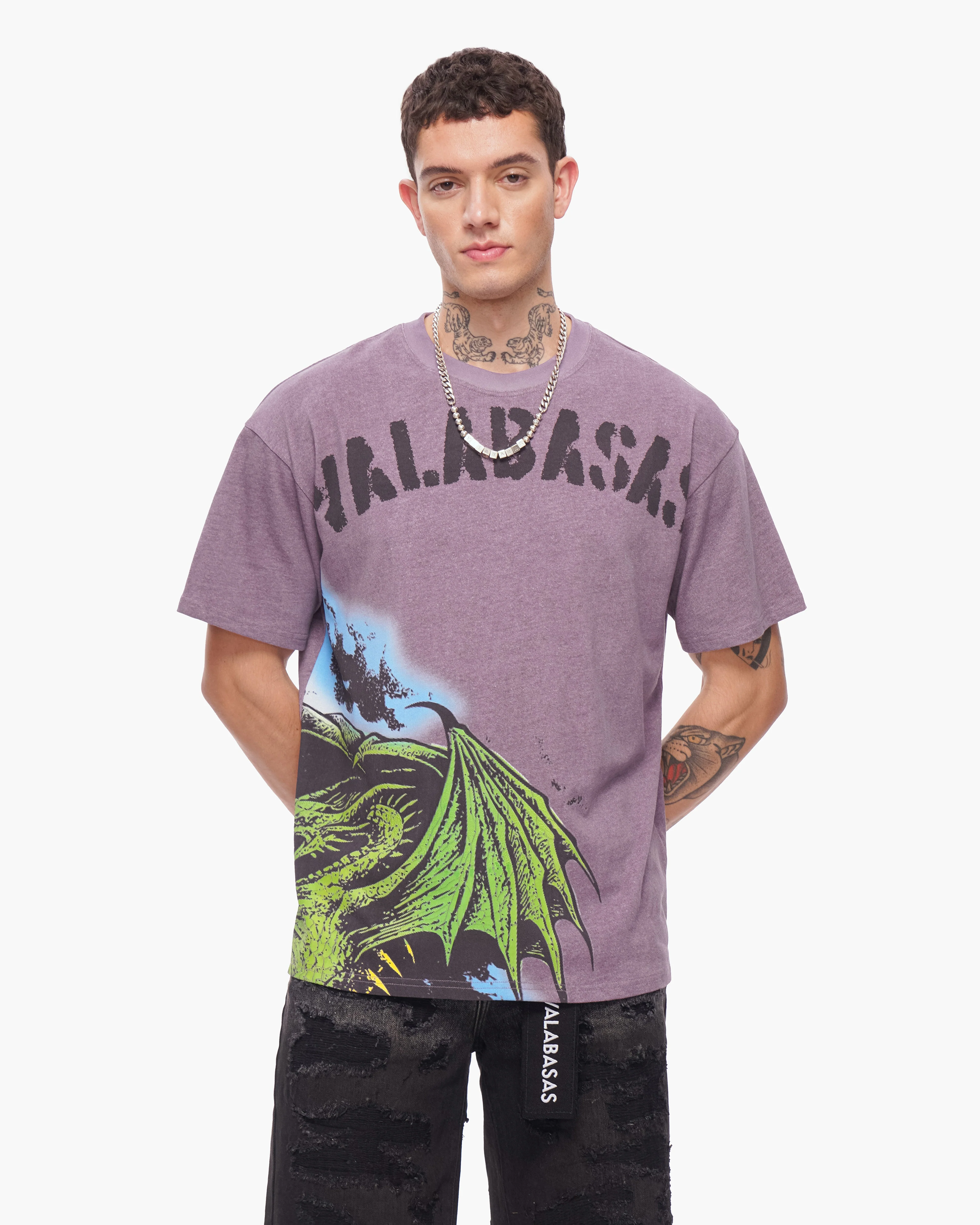 Valabasas Winged Dragon Tee - Relaxed Fit Purple - Image 9