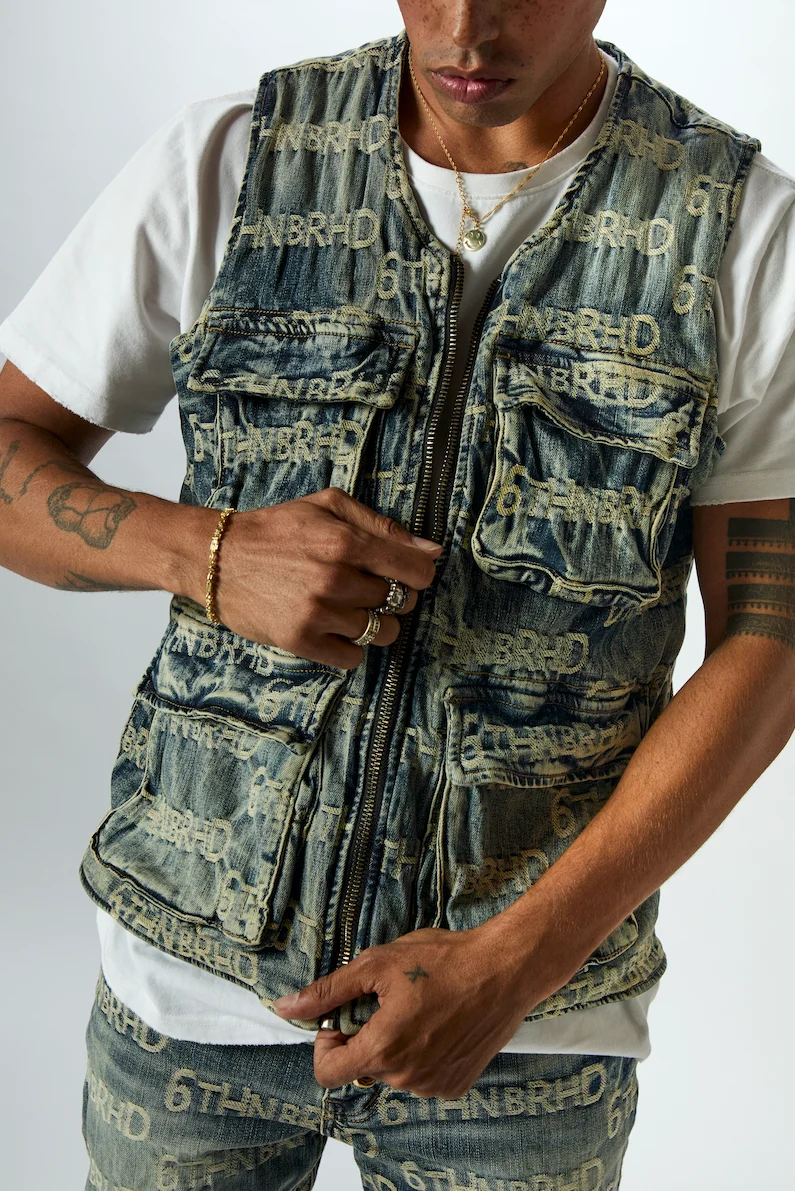 6Th Nbrhd Signature Men's Denim Vest - Image 3