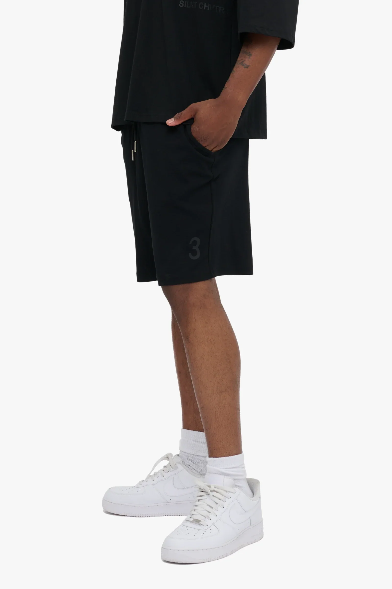 Silnt Chptrs Number Shorts - Elastic Waistband Black - Image 4