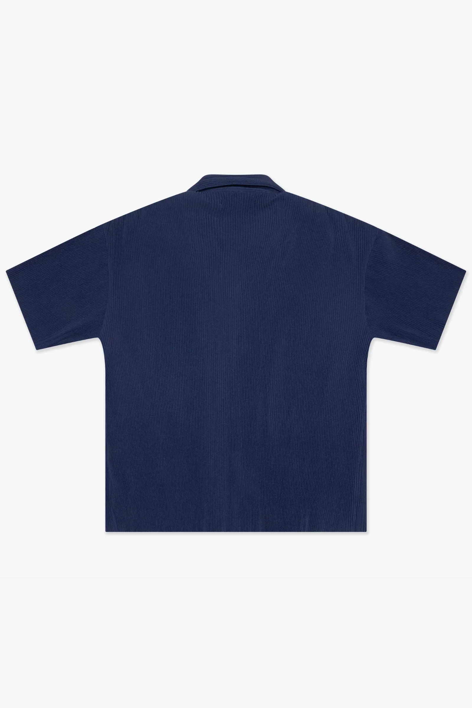 Silnt Chptrs Ribbed Shirt - Open Collar Navy - Image 6