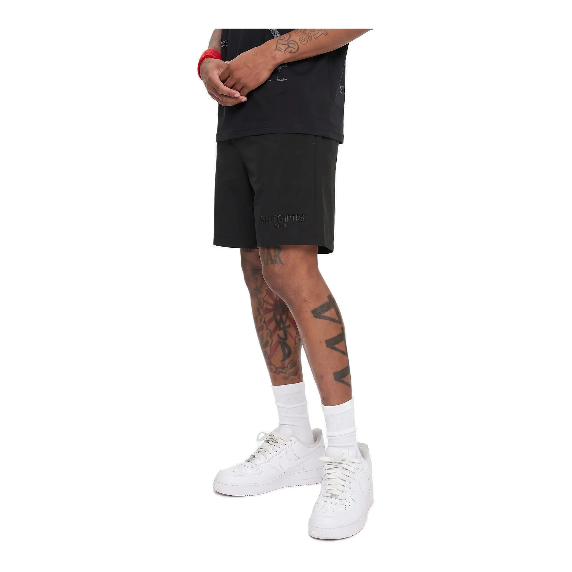 Silnt Chptrs Embroidered Shorts - Relaxed Fit Black