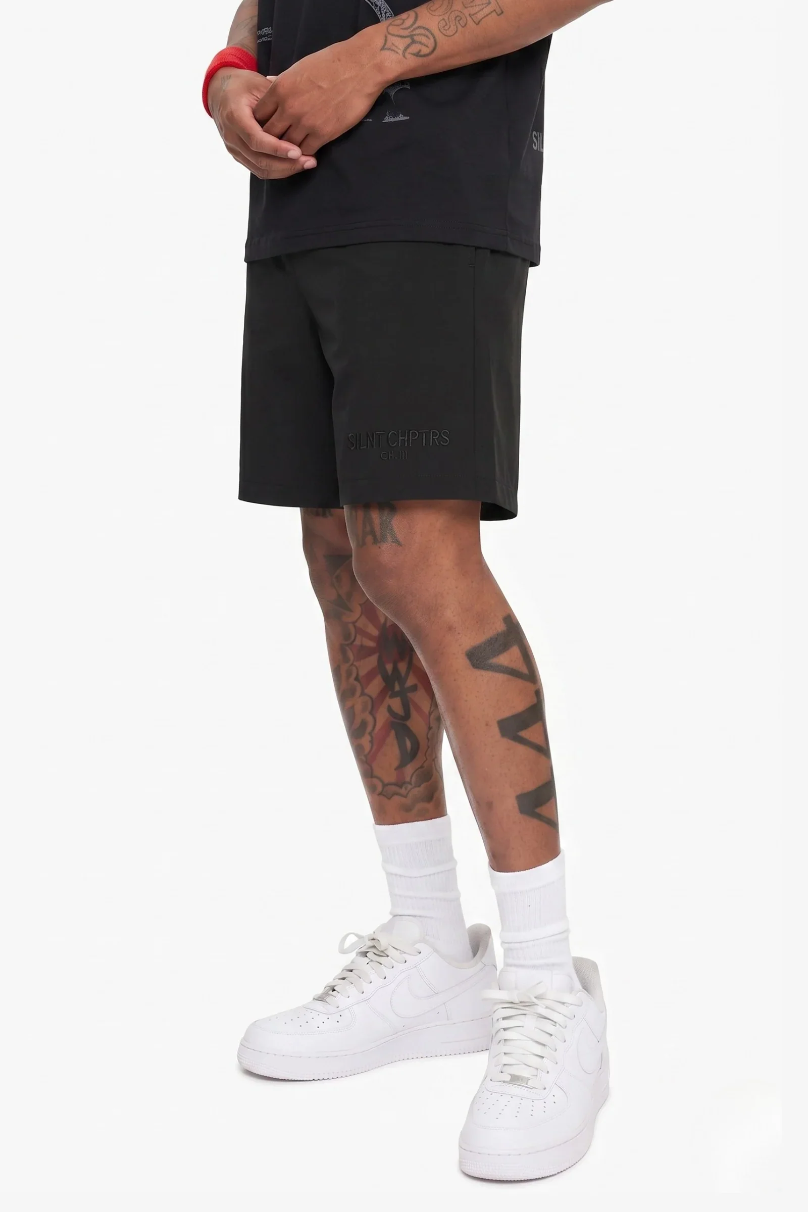 Silnt Chptrs Embroidered Shorts - Relaxed Fit Black - Image 2