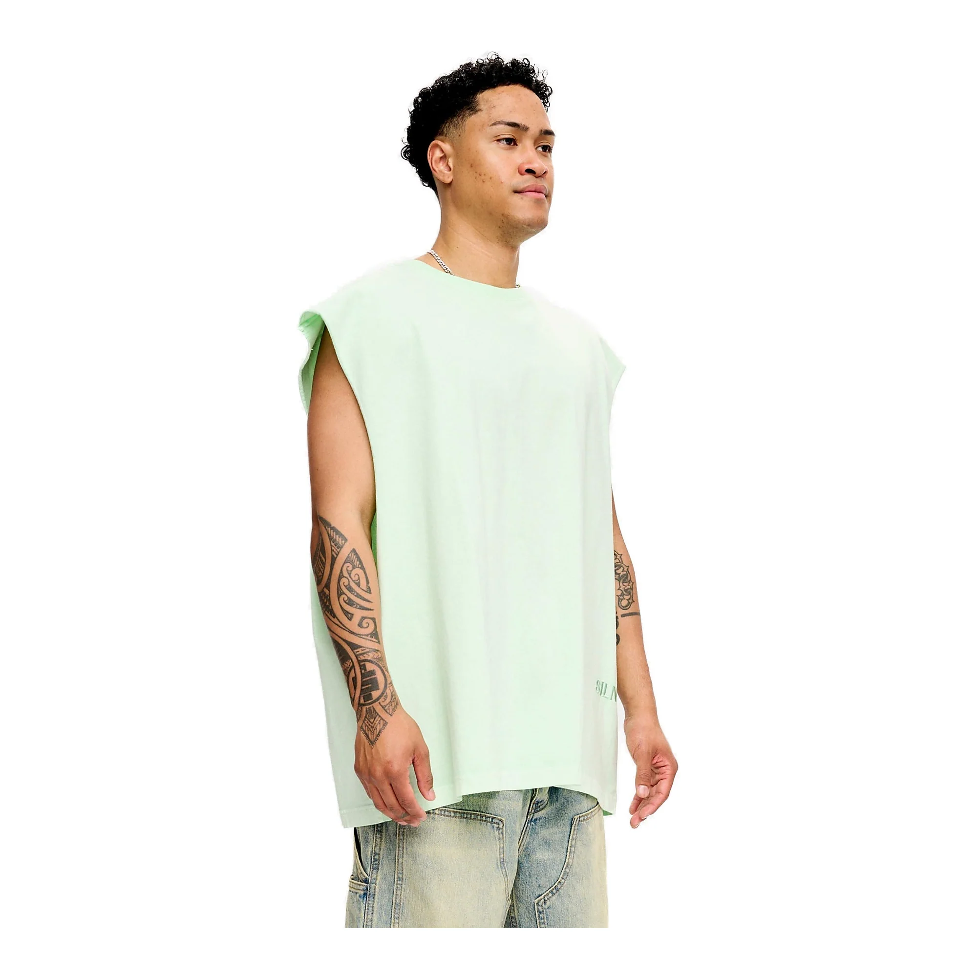 Silnt Chptrs Raw T-Shirt - Sleeveless Green