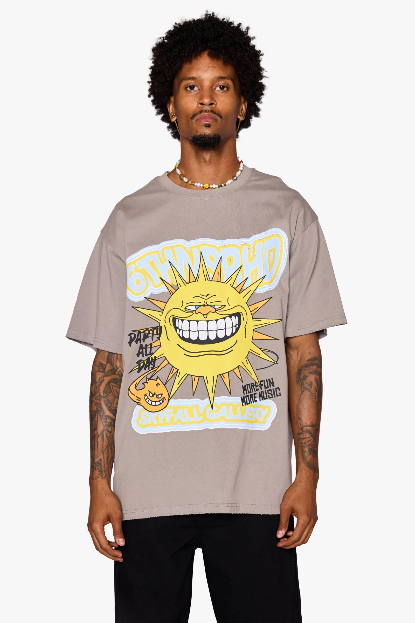 6Th Nbrhd Skyfall Men's T-Shirt Grey - Image 2