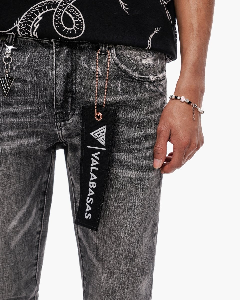 Valabasas Vintage Skinny Jeans - Reinforced Stitching Grey - Image 7
