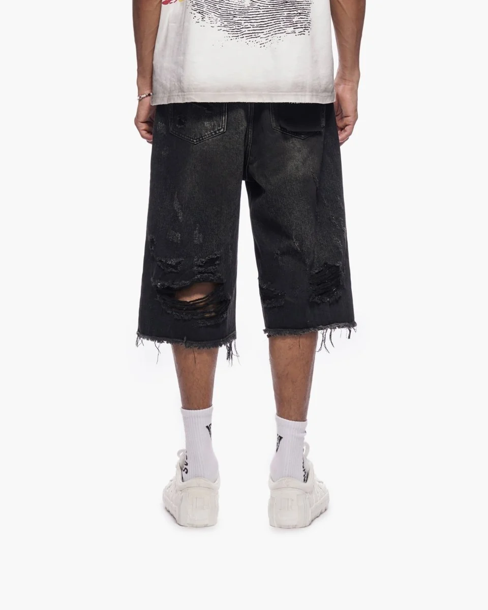 Valabasas Distressed Shorts - Waxed Denim - Image 11