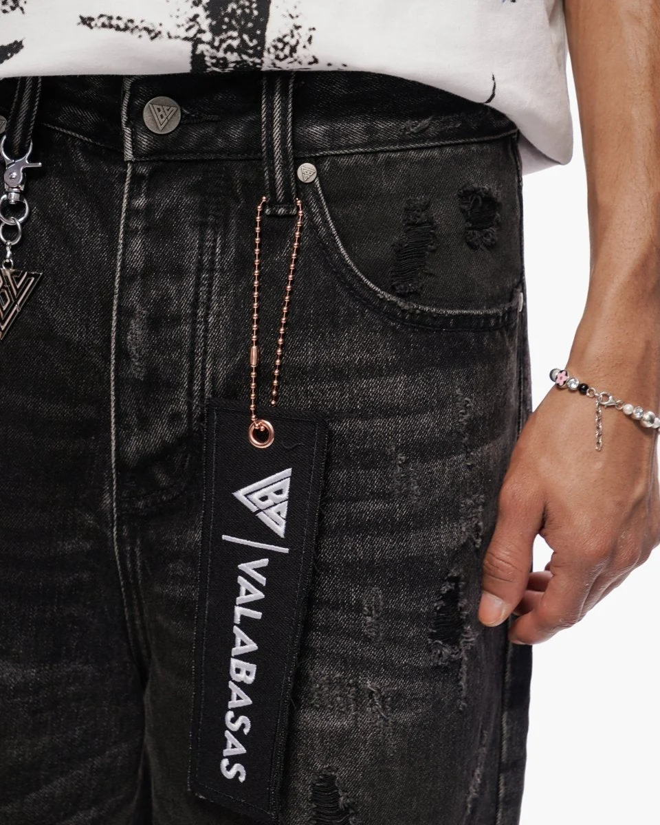 Valabasas Distressed Shorts - Waxed Denim - Image 3